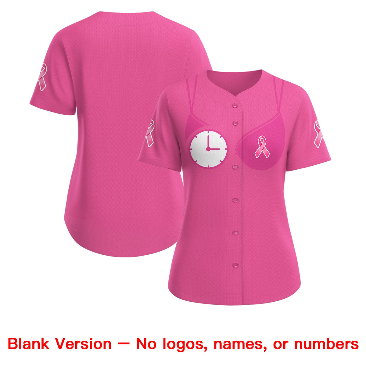 Custom Pink White Breast Cancer Awareness Month Pink Ribbon Authentic Baseball Jersey for Women| KXKSHOP