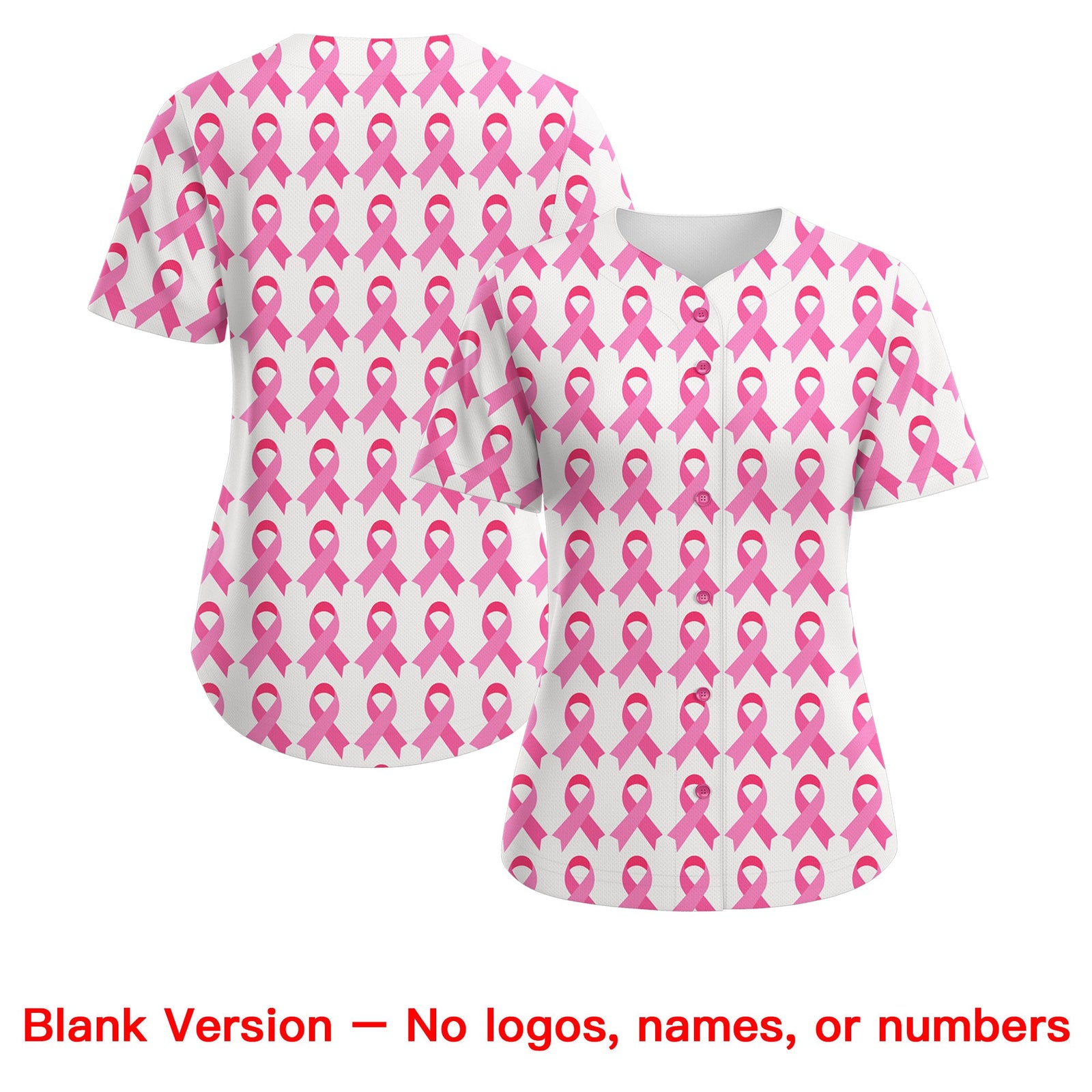 Custom White Black Breast Cancer Awareness Month Pink Ribbon Authentic Baseball Jersey for Women| KXKSHOP