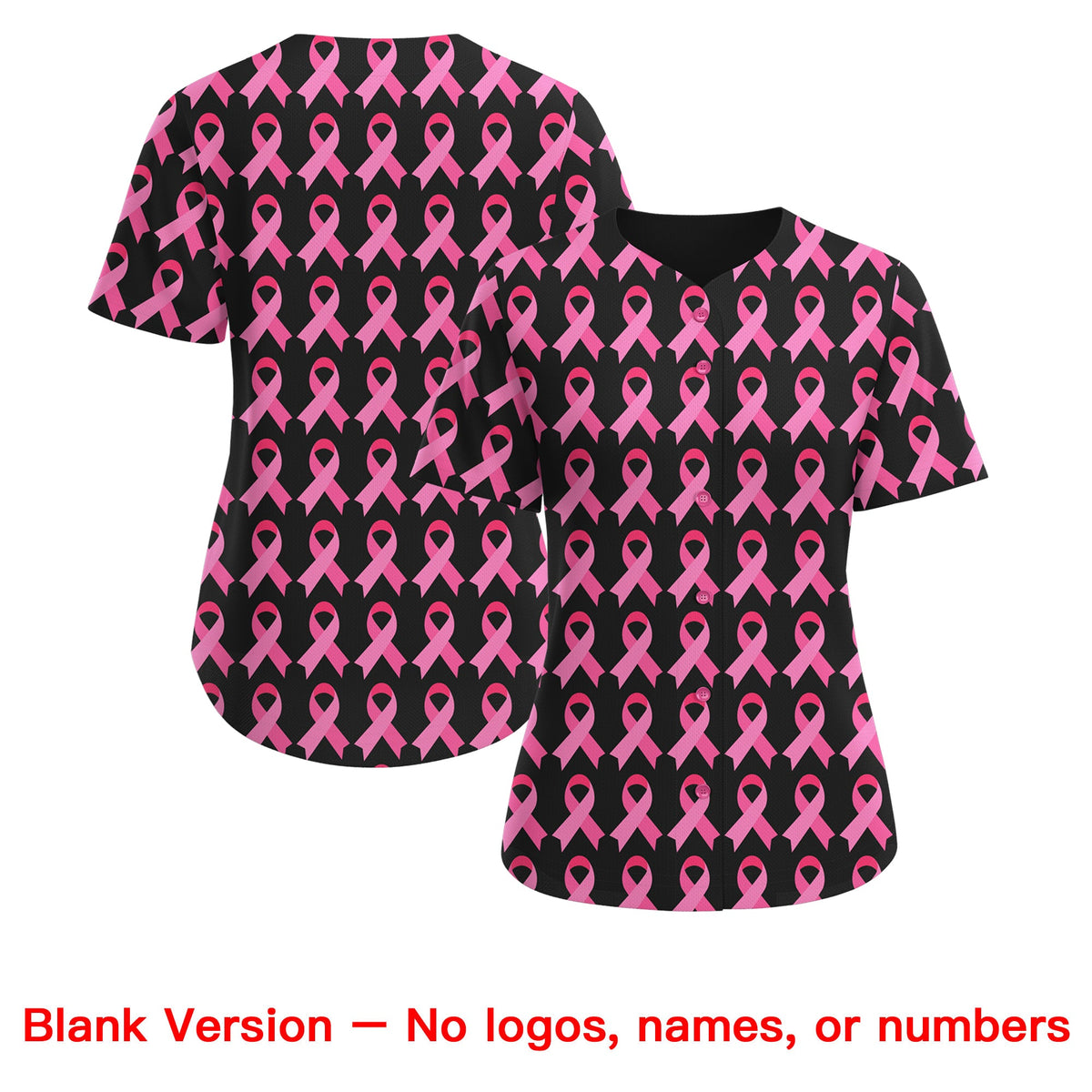 Custom Black Pink Breast Cancer Awareness Month Pink Ribbon Authentic Baseball Jersey for Women| KXKSHOP