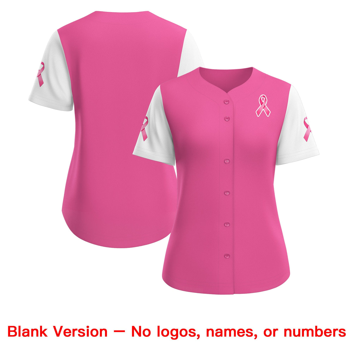 Custom Pink White Breast Cancer Awareness Month Pink Ribbon Authentic Baseball Jersey for Women