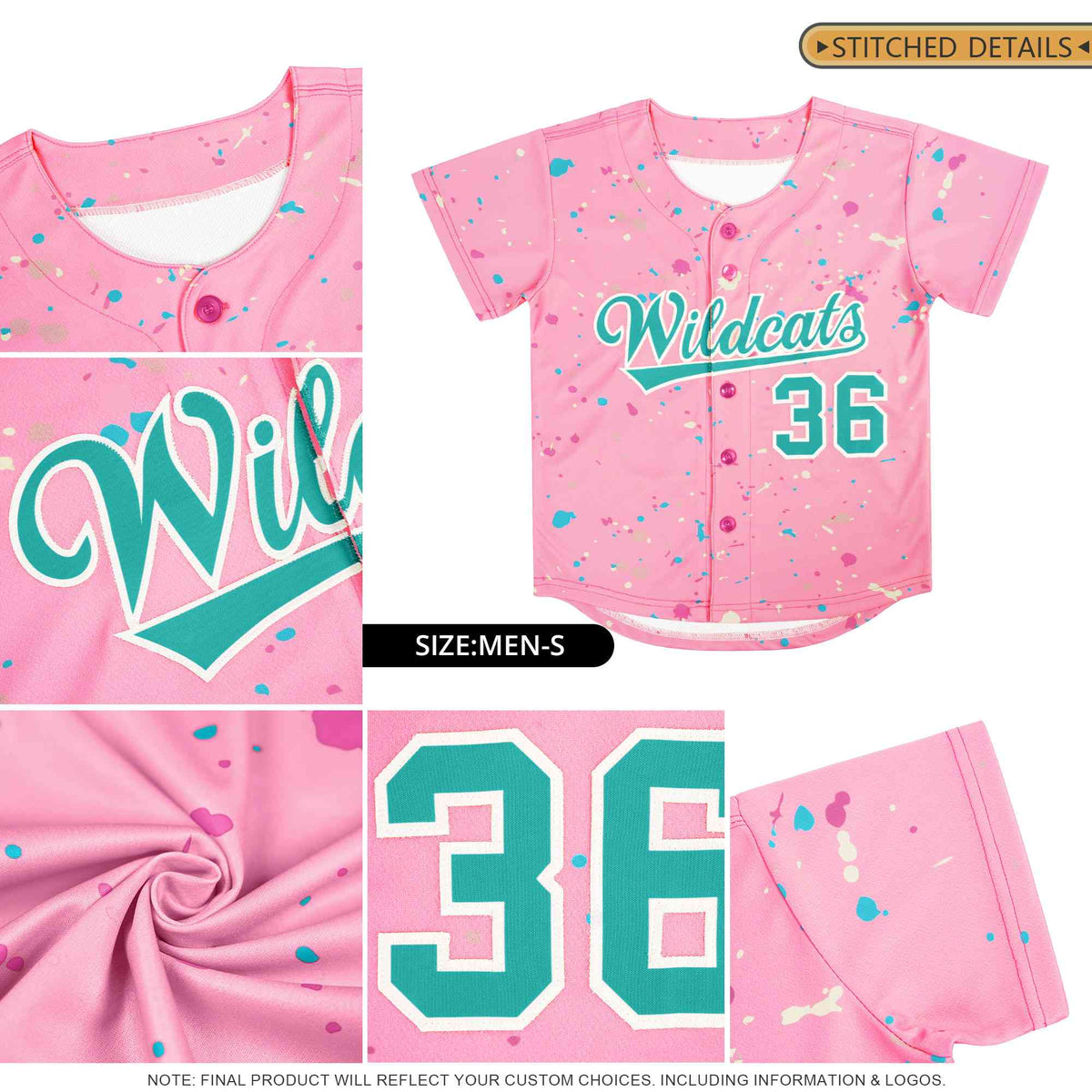 Custom White Black Breast Cancer Awareness Month Pink Ribbon Authentic Baseball Jersey for Women