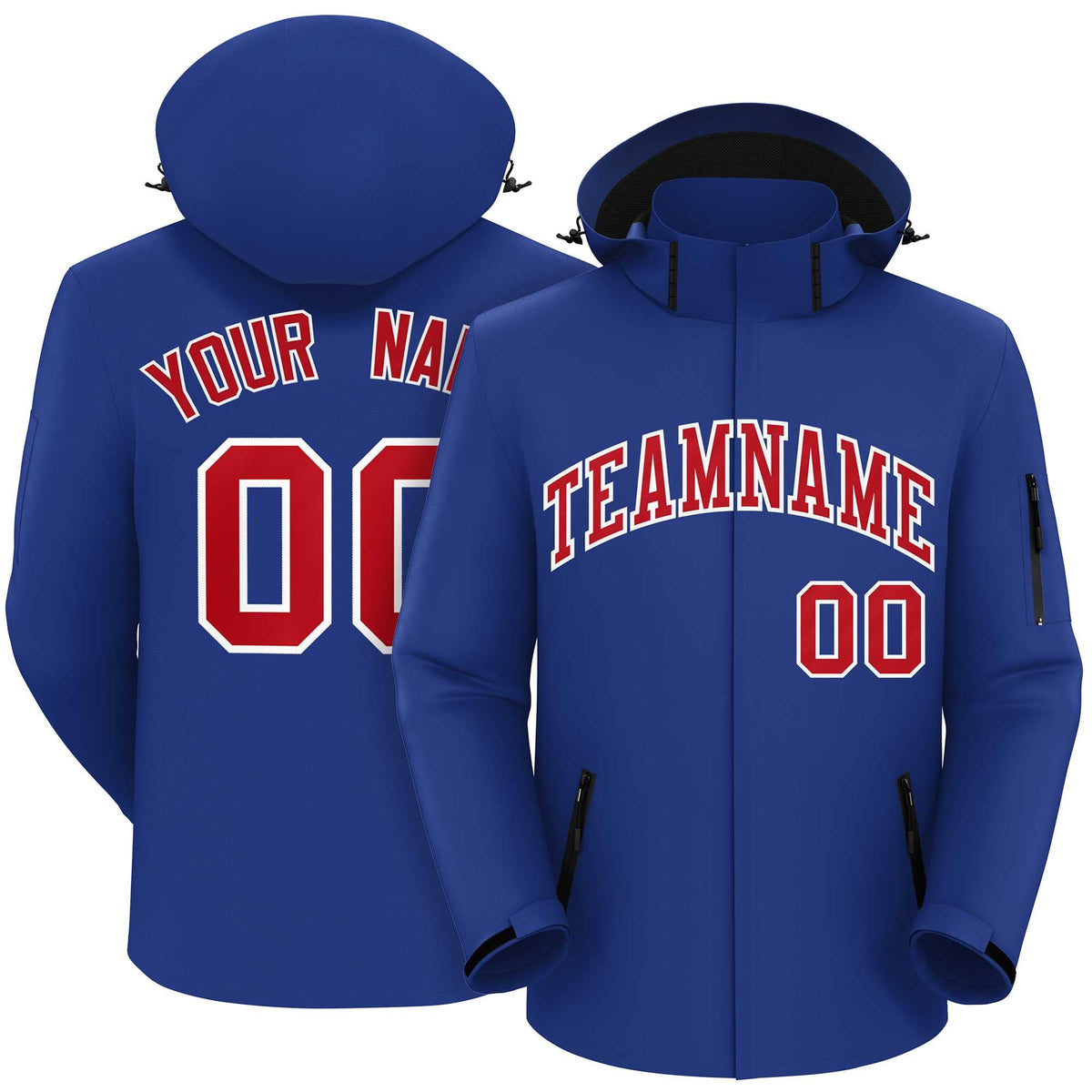 Custom Royal Red-White Classic Style Waterproof Jacket