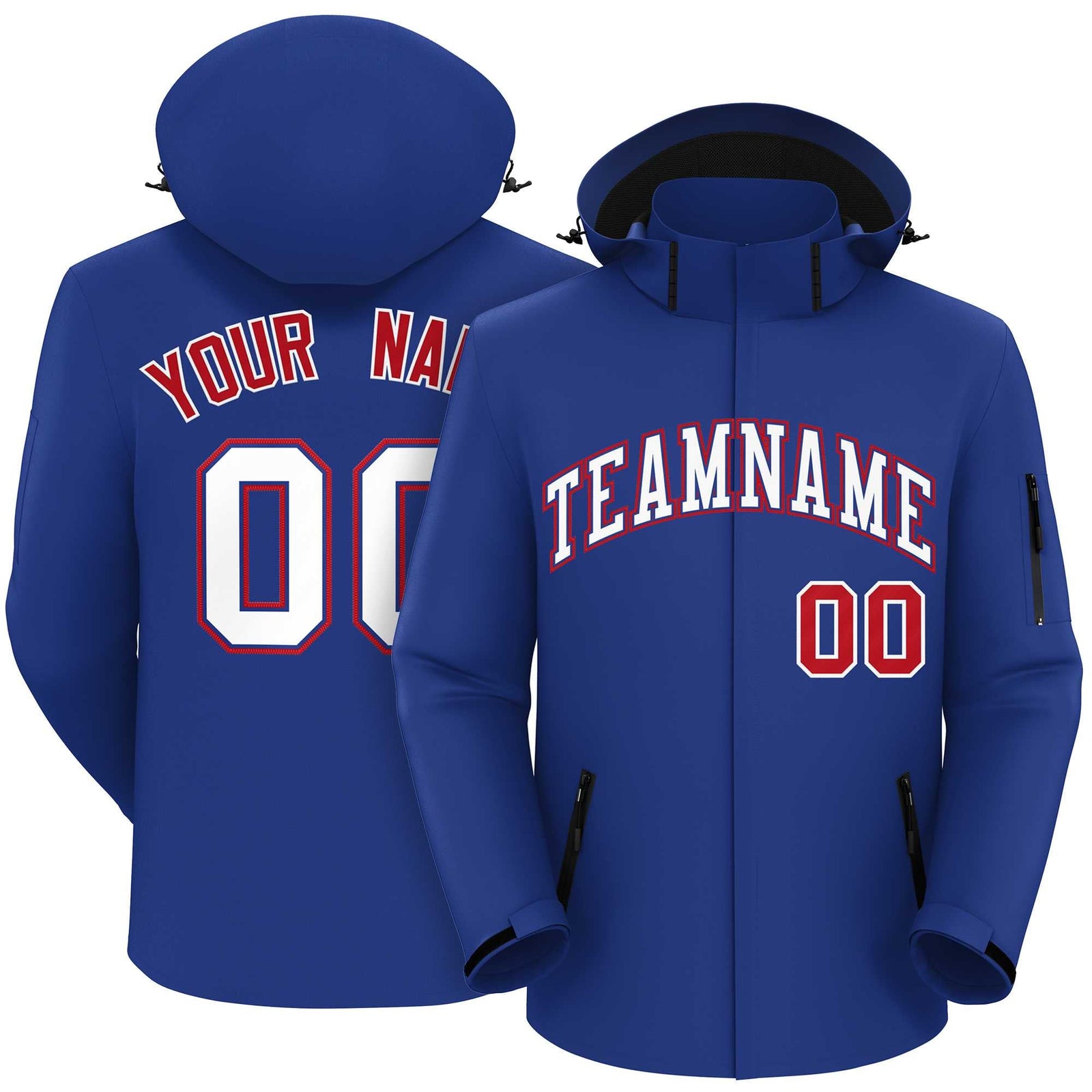 Custom Royal White-Red Classic Style Waterproof Jacket