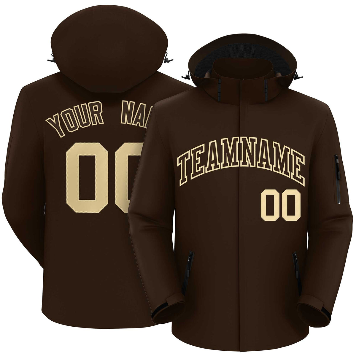 Custom Brown Brown-Khaki Classic Style Waterproof Jacket