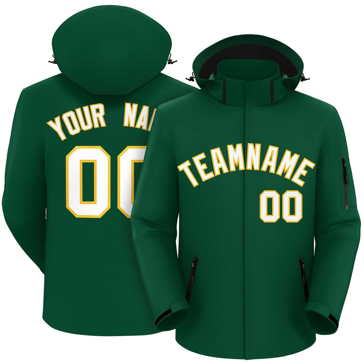 Custom Green White-Gold Classic Style Waterproof Jacket