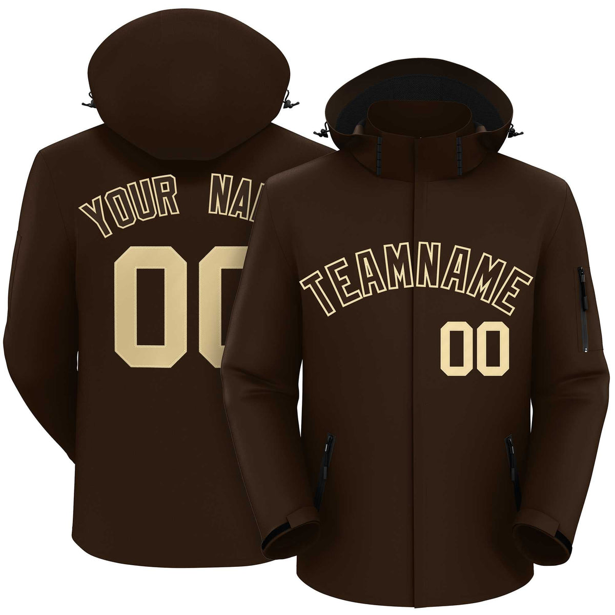 Custom Brown Brown-Khaki Classic Style Waterproof Jacket