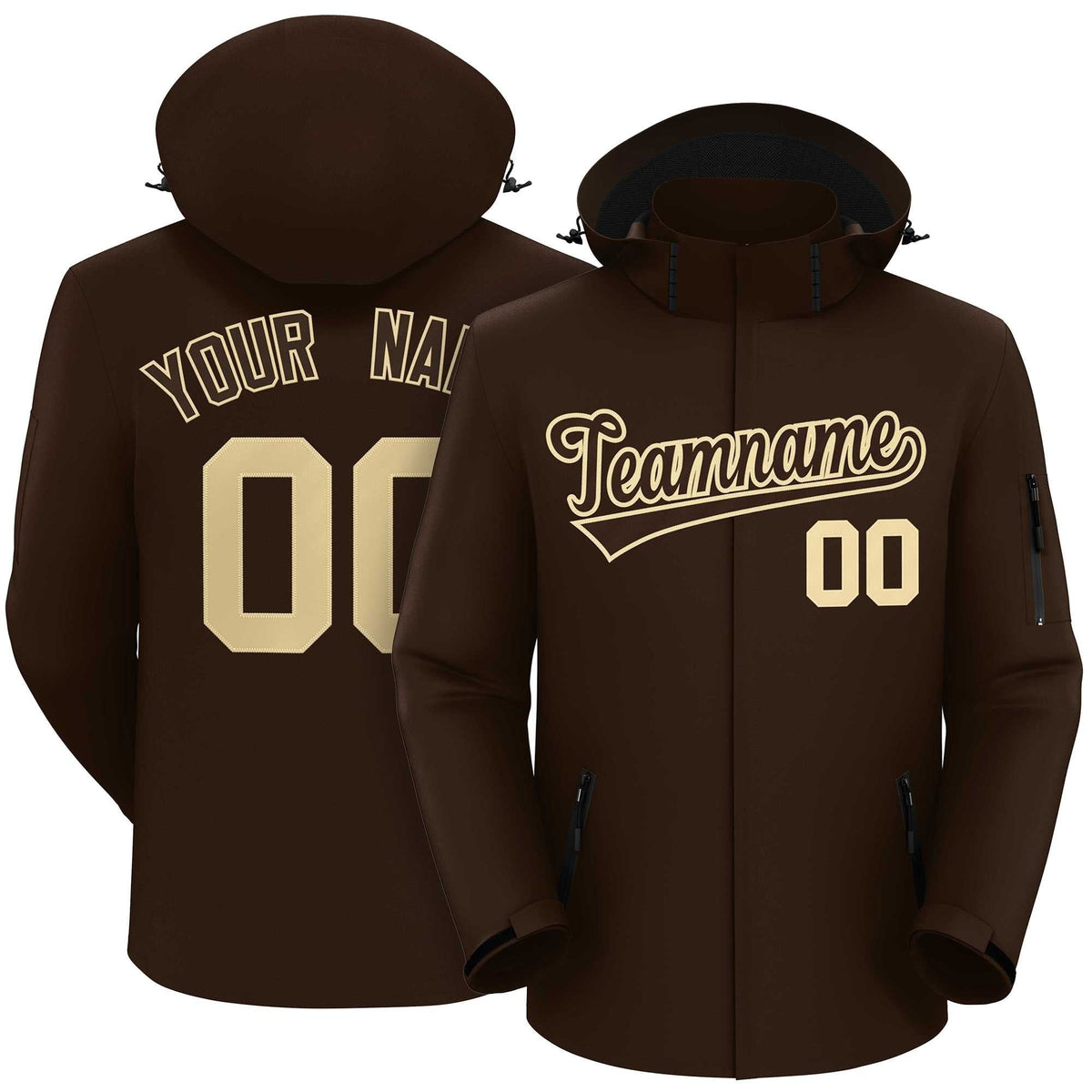 Custom Brown Brown-Khaki Classic Style Waterproof Jacket