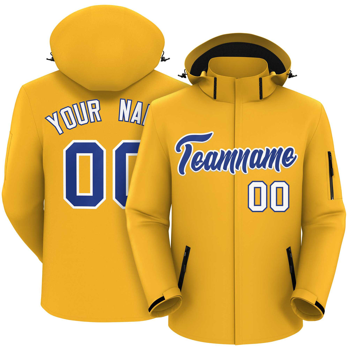 Custom Gold Royal-White Classic Style Waterproof Jacket