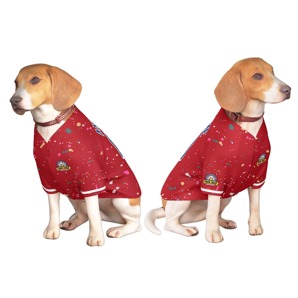 Custom Red Royal Personalized Splash Graffiti Pattern Dog Jersey