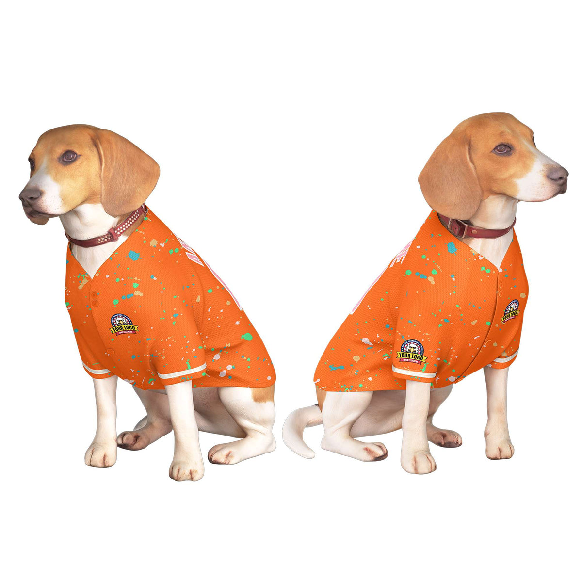Custom Orange Light Pink Personalized Splash Graffiti Pattern Dog Jersey