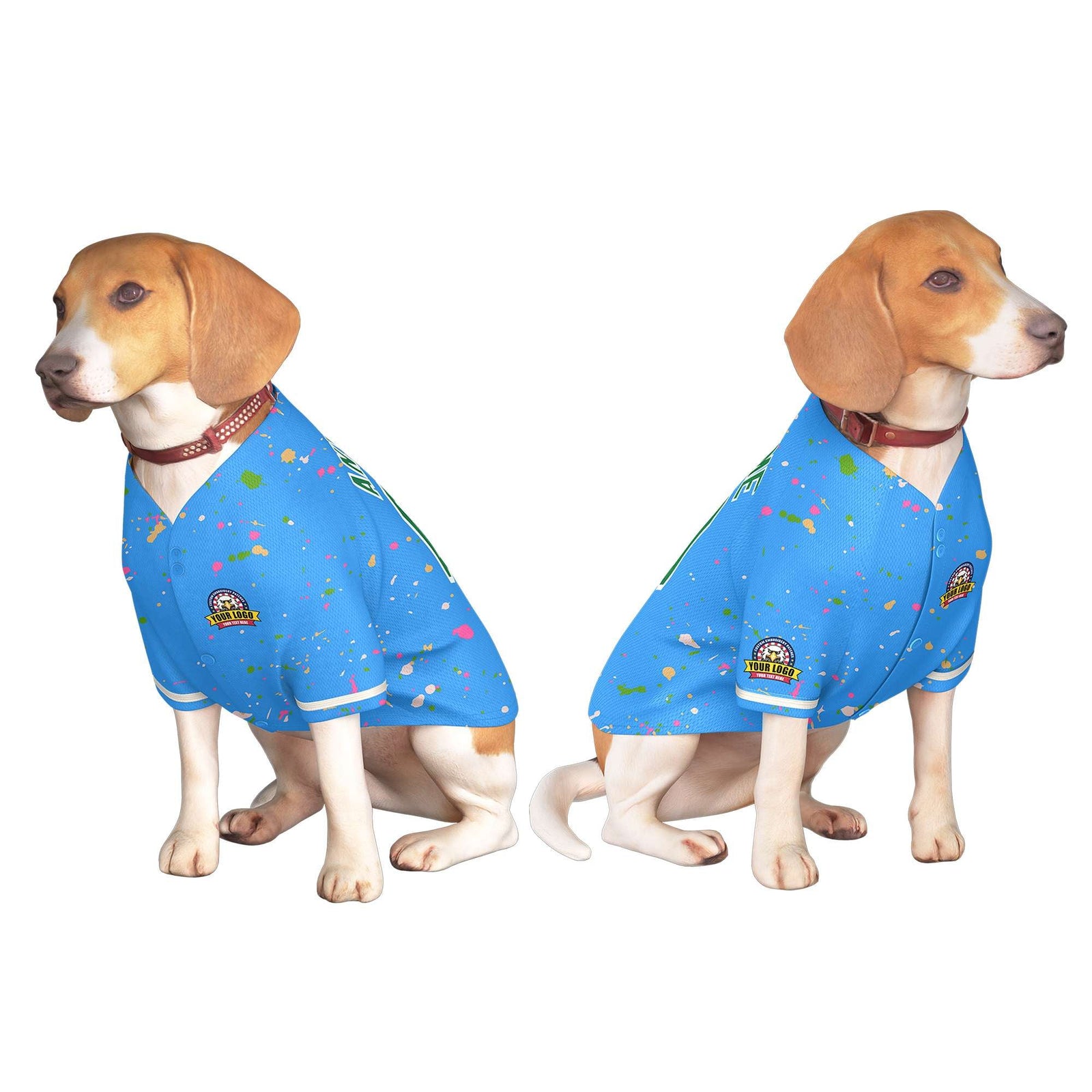 Custom Powder Blue Kelly Green Personalized Splash Graffiti Pattern Dog Jersey
