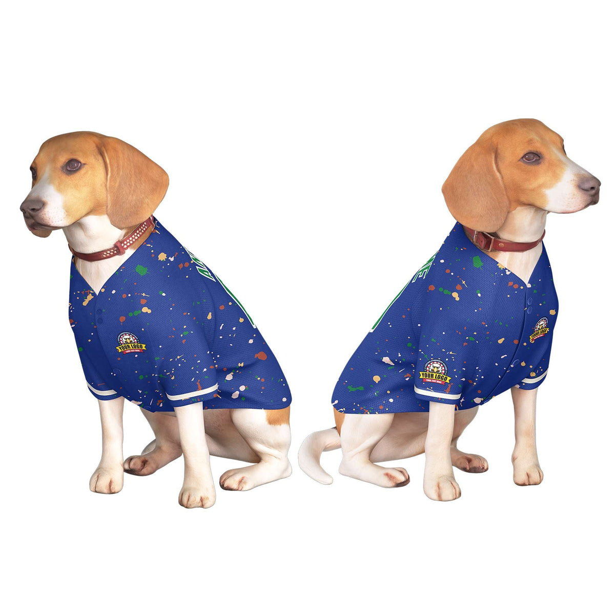 Custom Royal Kelly Green Personalized Splash Graffiti Pattern Dog Jersey