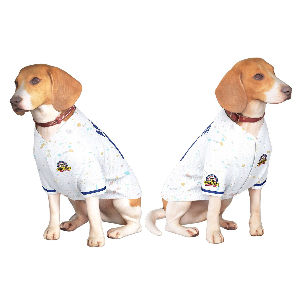 Custom White Royal Personalized Splash Graffiti Pattern Dog Jersey