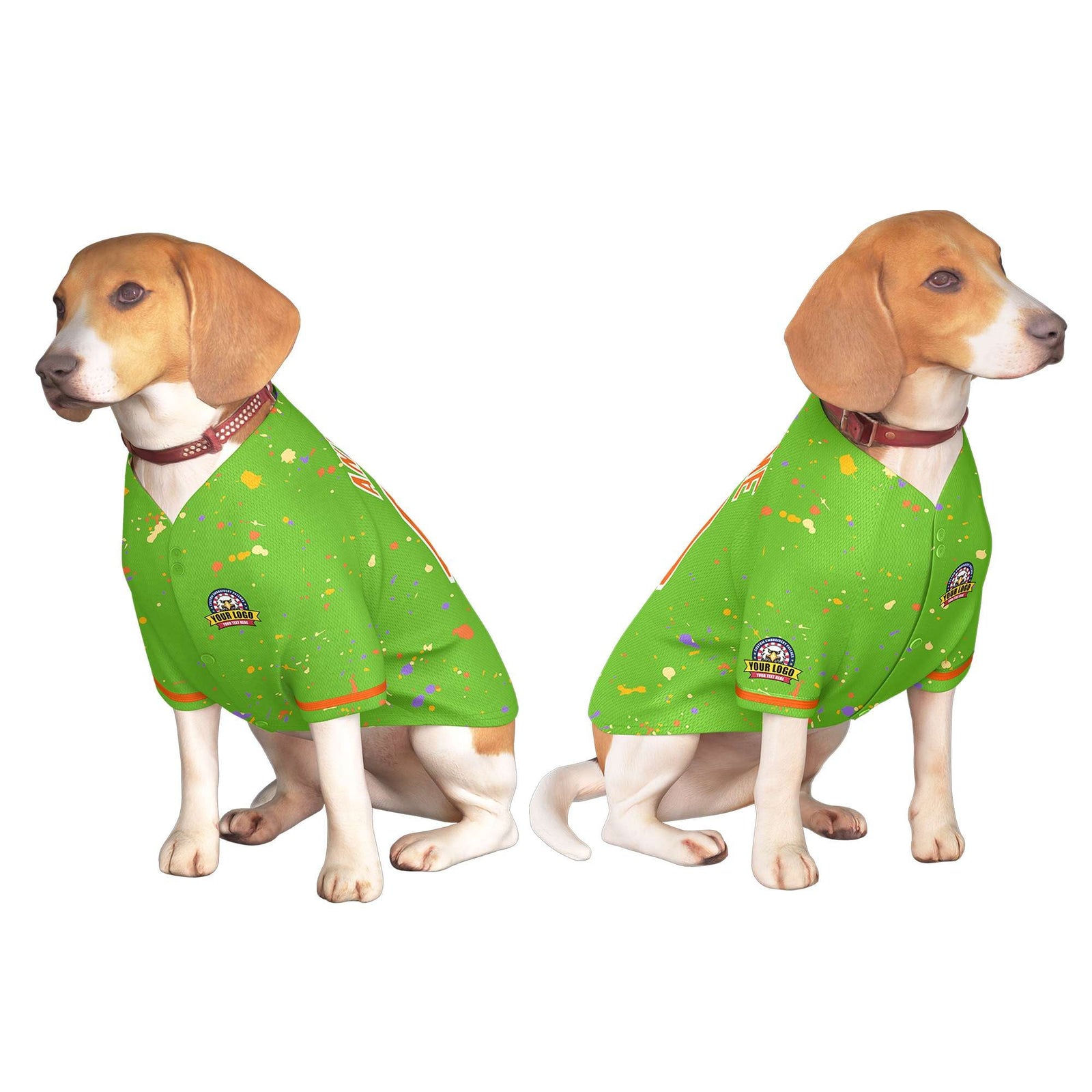Custom Green Orange Personalized Splash Graffiti Pattern Dog Jersey