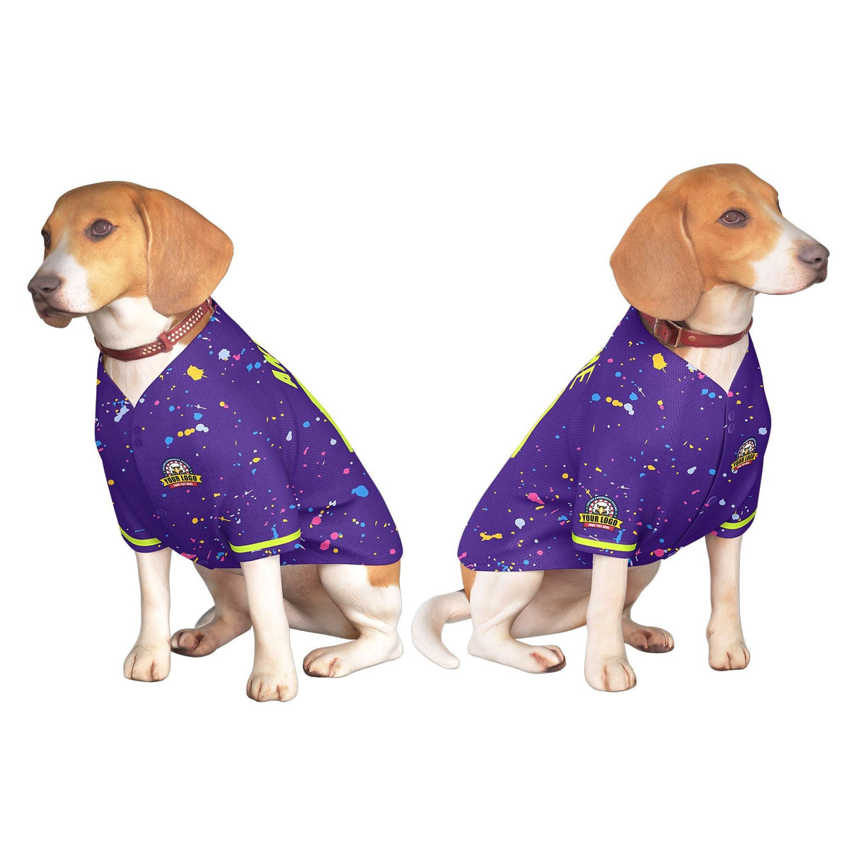 Custom Purple Neon Green Personalized Splash Graffiti Pattern Dog Jersey