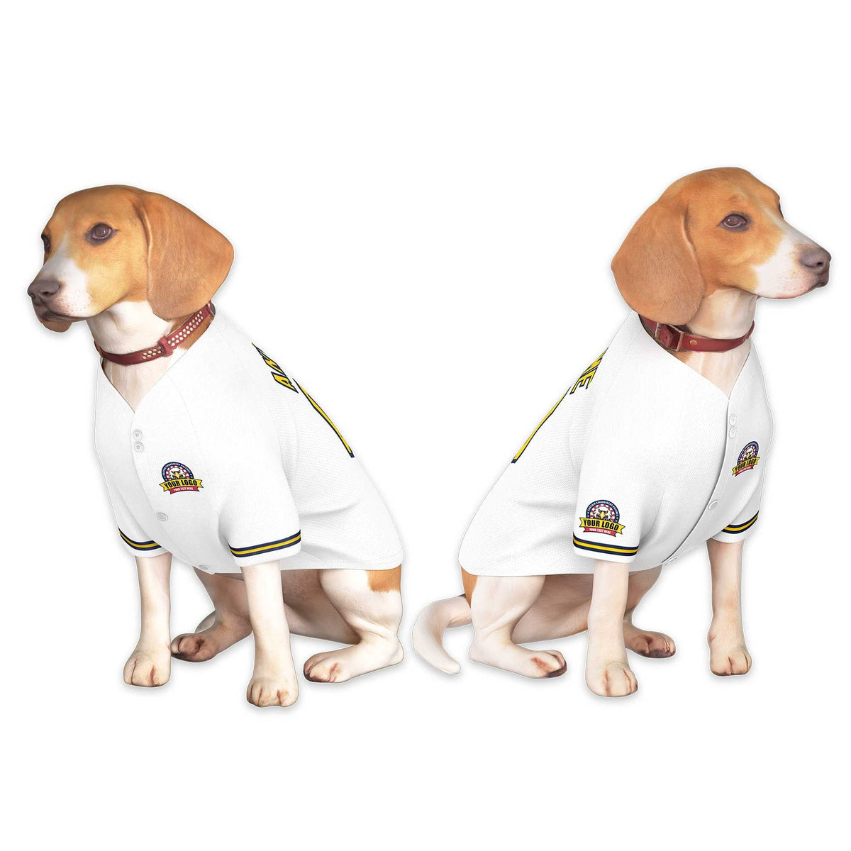 Custom White Gold-Navy Classic Style Dog Jersey