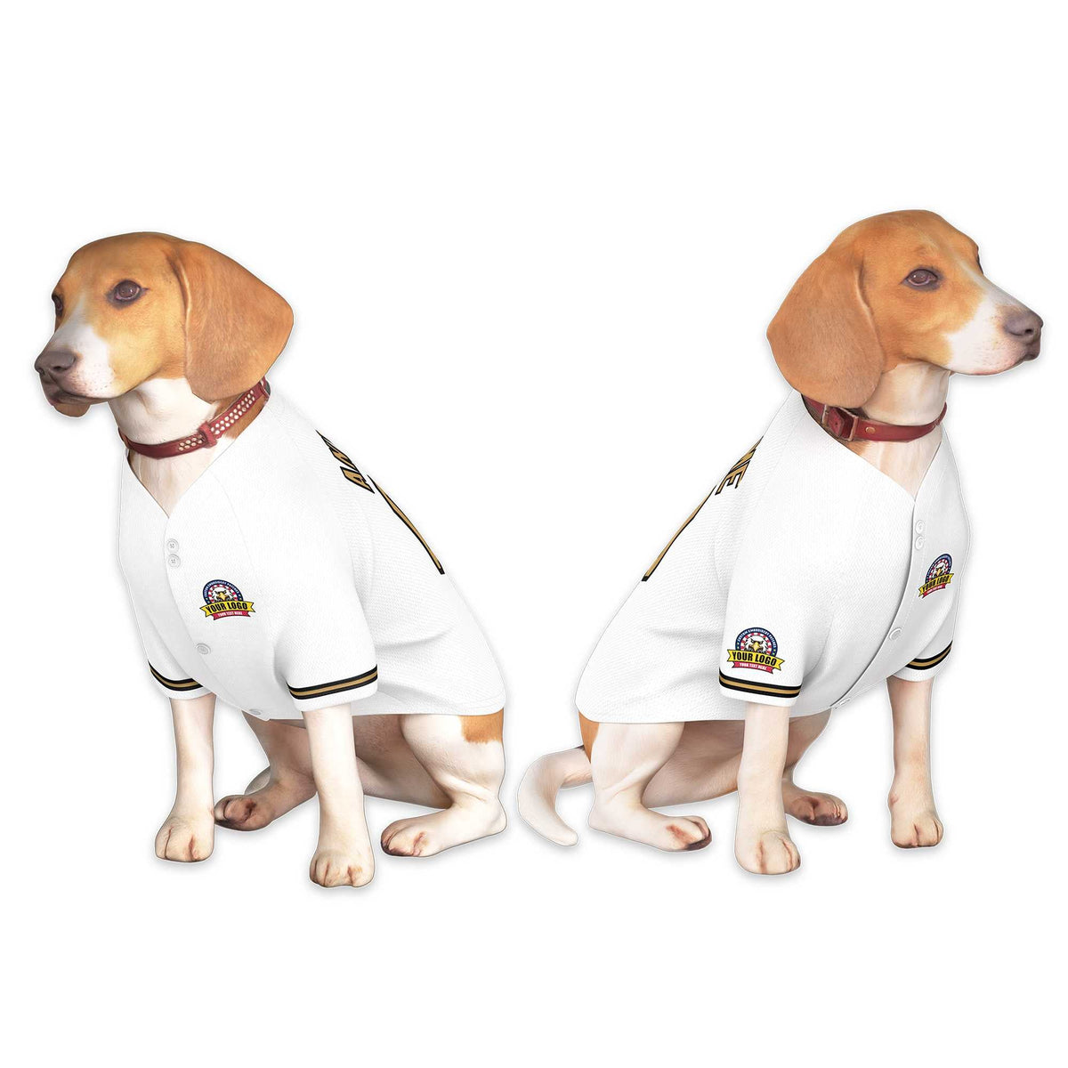 Custom White Old Gold-Black Classic Style Dog Jersey