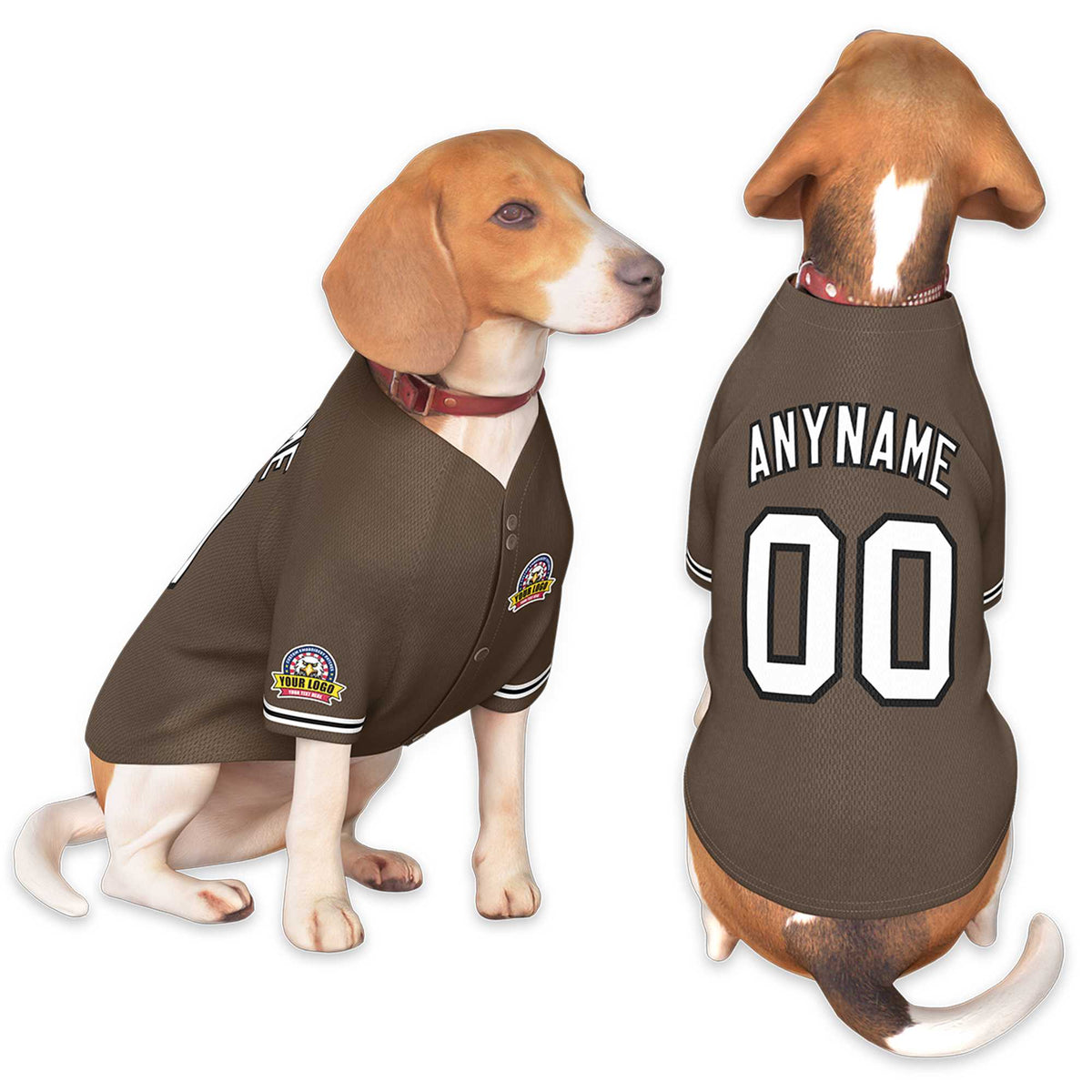 Custom Brown White-Black Classic Style Dog Jersey