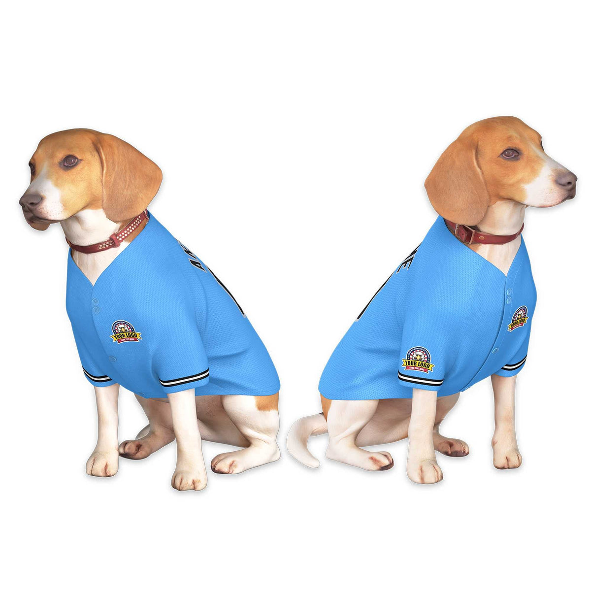 Custom Powder Blue Black-Gray Classic Style Dog Jersey