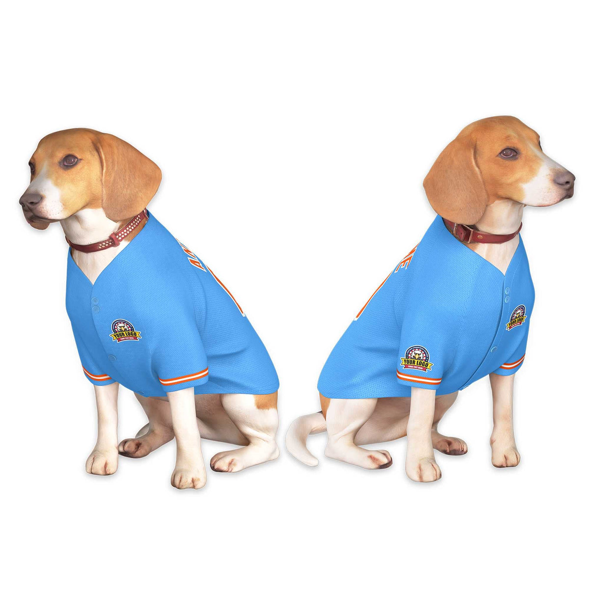 Custom Powder Blue Orange-White Classic Style Dog Jersey