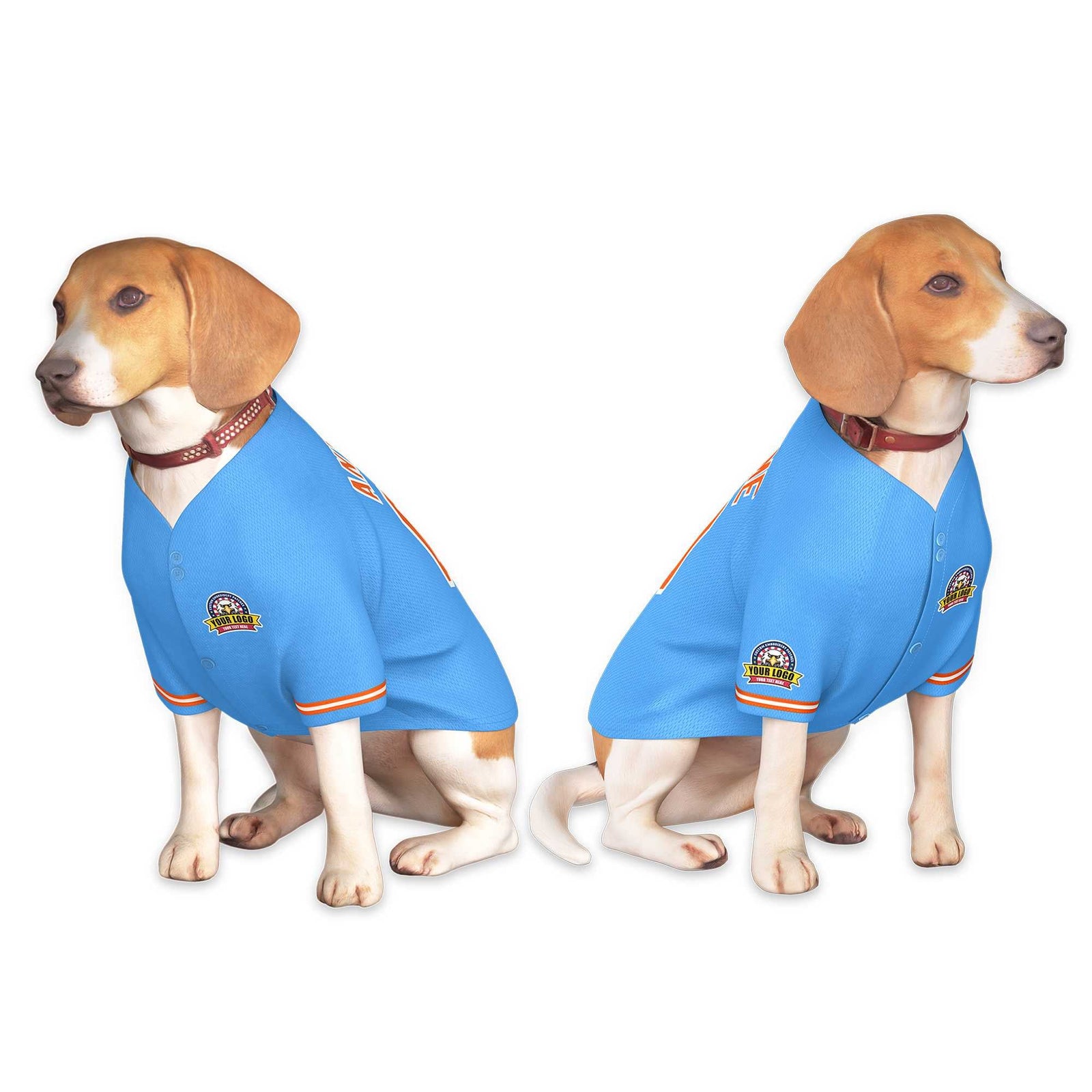 Custom Powder Blue Orange-White Classic Style Dog Jersey
