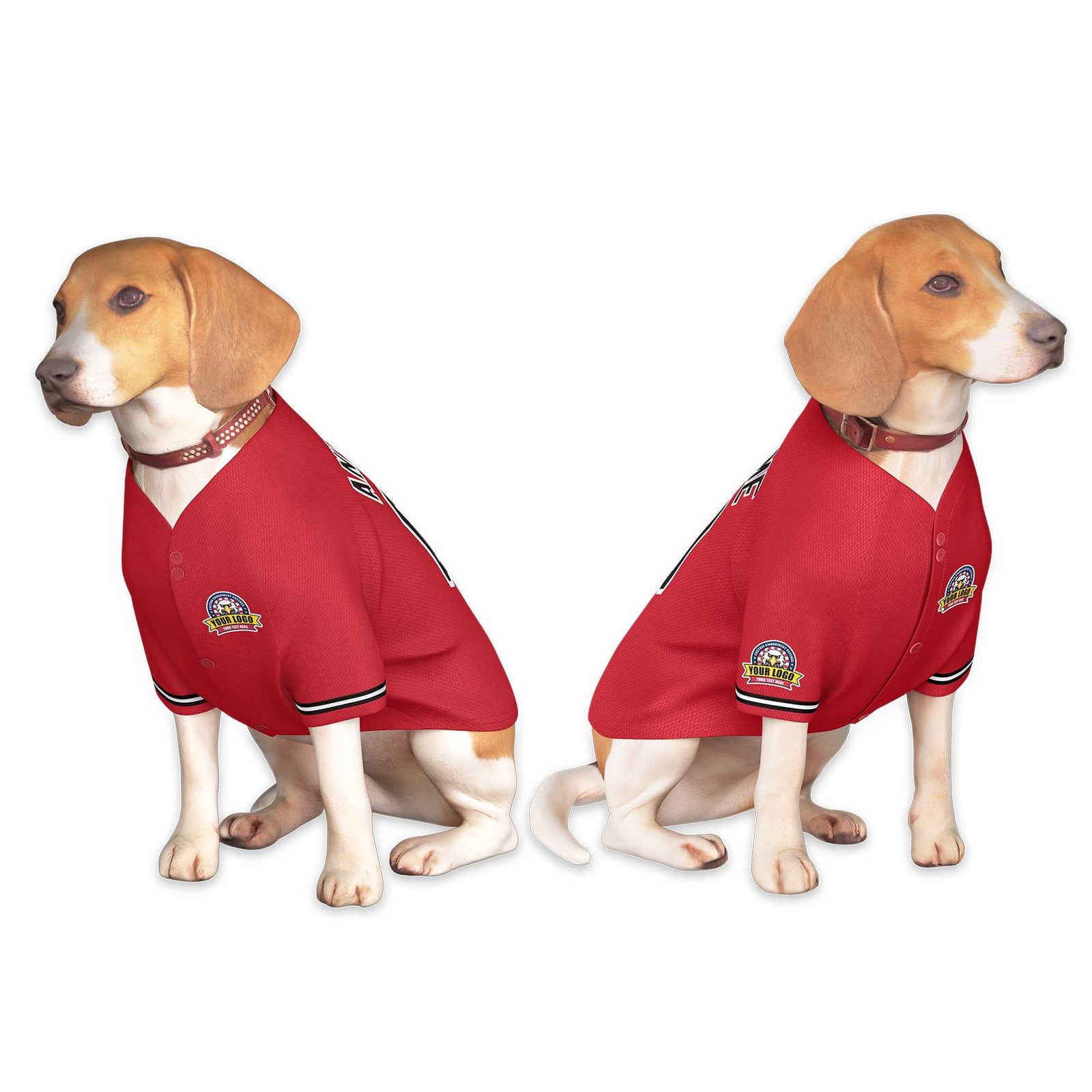 Custom Red Black-White Classic Style Dog Jersey