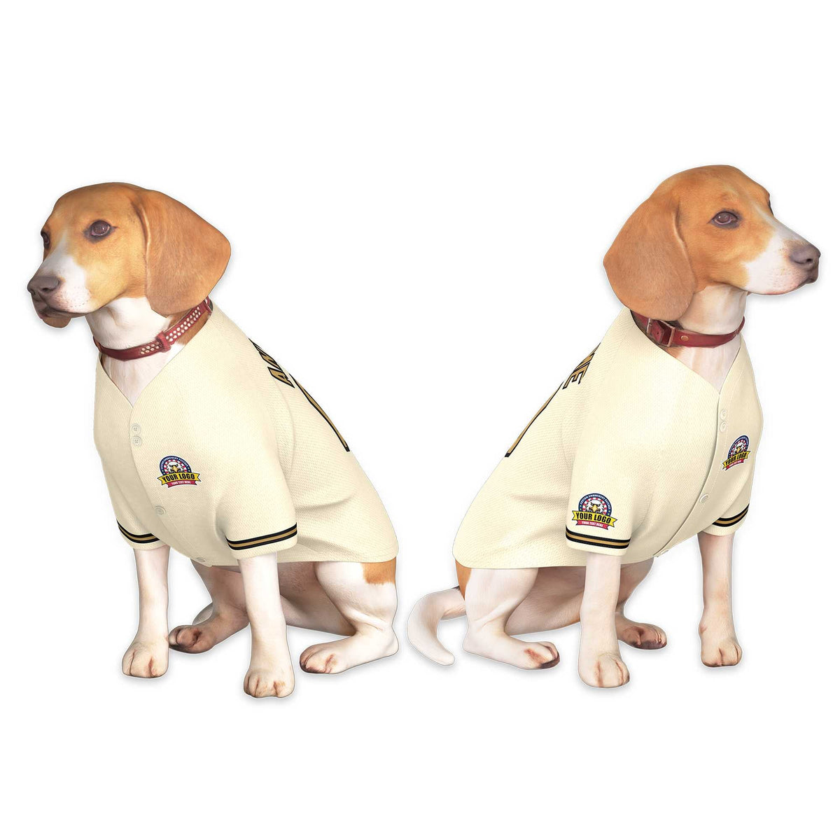 Custom Khaki Old Gold-Black Classic Style Dog Jersey