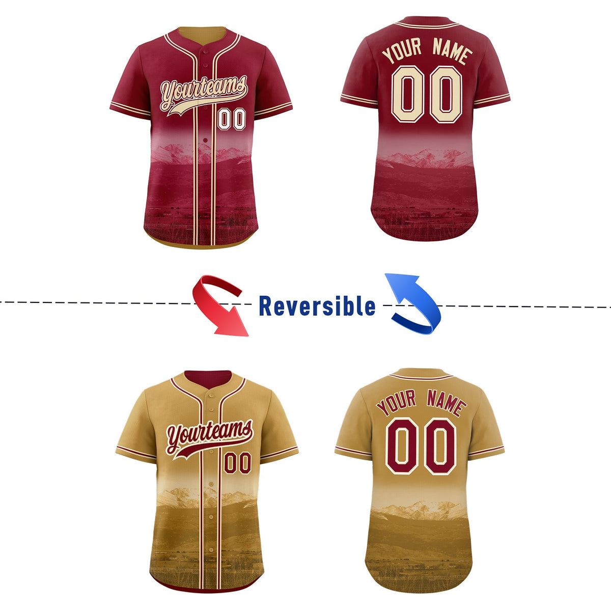 Custom Crimson Cream Reversible City Edition Graffiti Pattern Breathable Baseball Jersey| KXKSHOP