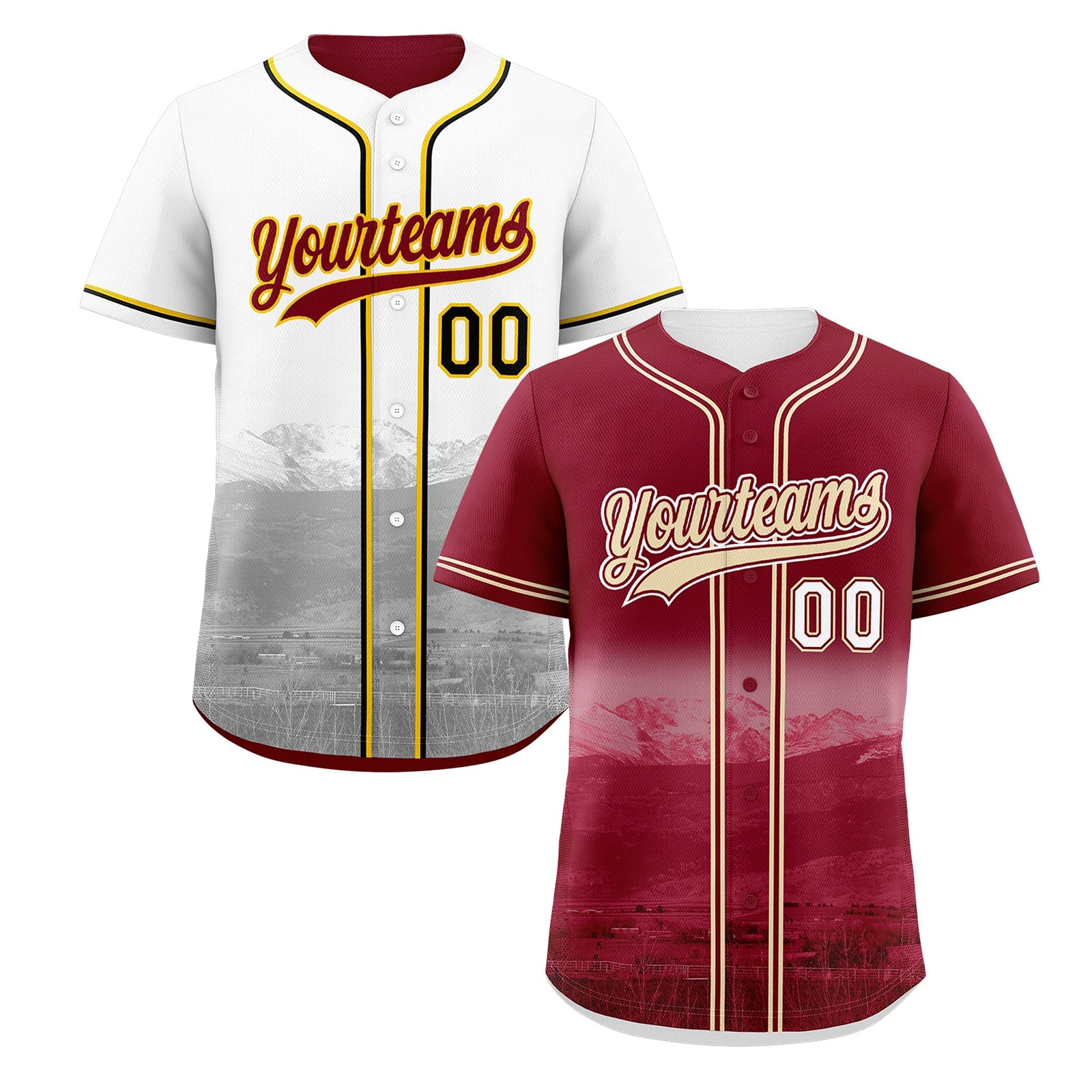 Custom Crimson Light Khaki Reversible City Edition Graffiti Pattern Stretch Fabric Baseball Jersey| KXKSHOP