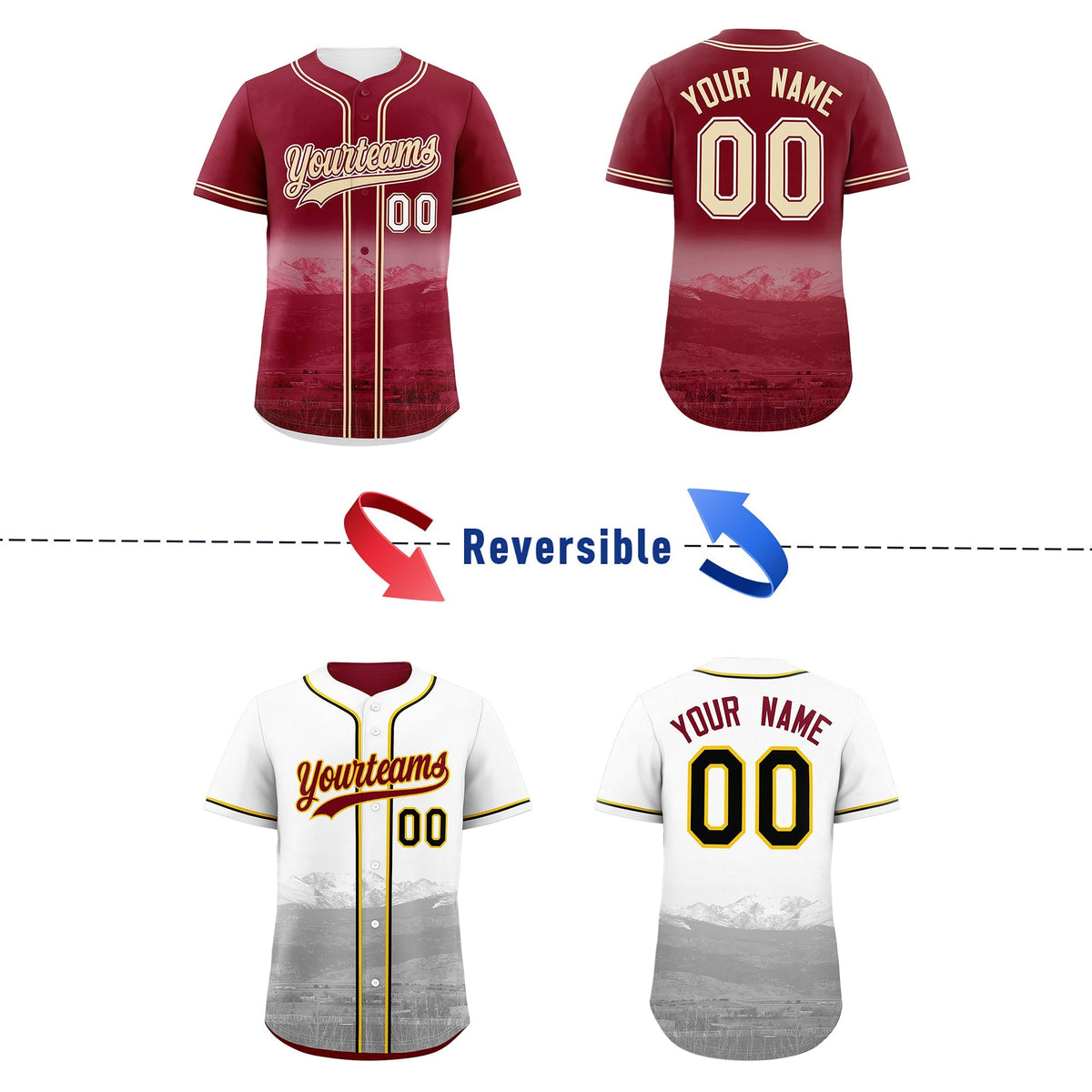 Custom Crimson Light Khaki Reversible City Edition Graffiti Pattern Stretch Fabric Baseball Jersey| KXKSHOP