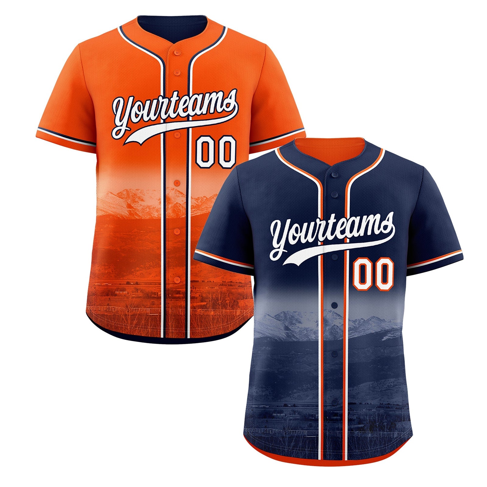 Custom Navy Orange Reversible City Edition Graffiti Pattern Wrinkle-Resistant Baseball Jersey| KXKSHOP