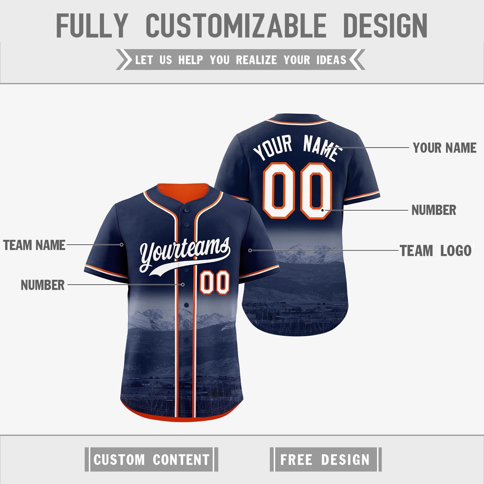 Custom Navy Orange Reversible City Edition Graffiti Pattern Wrinkle-Resistant Baseball Jersey| KXKSHOP