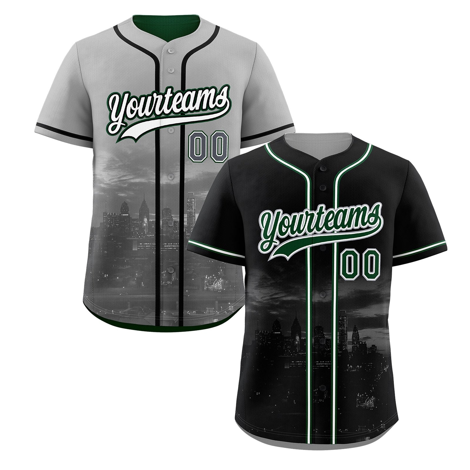 Custom Black Grey Reversible City Edition Graffiti Pattern Stretch Fabric Baseball Jersey| KXKSHOP