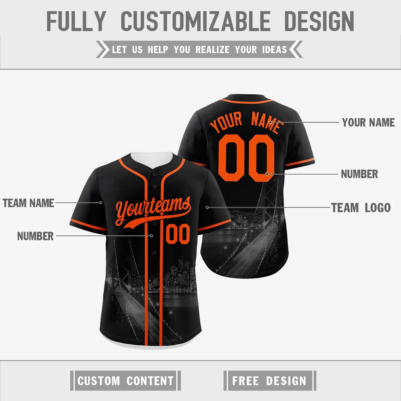 Custom Black White Orange Reversible City Edition Graffiti Pattern Breathable Baseball Jersey| KXKSHOP