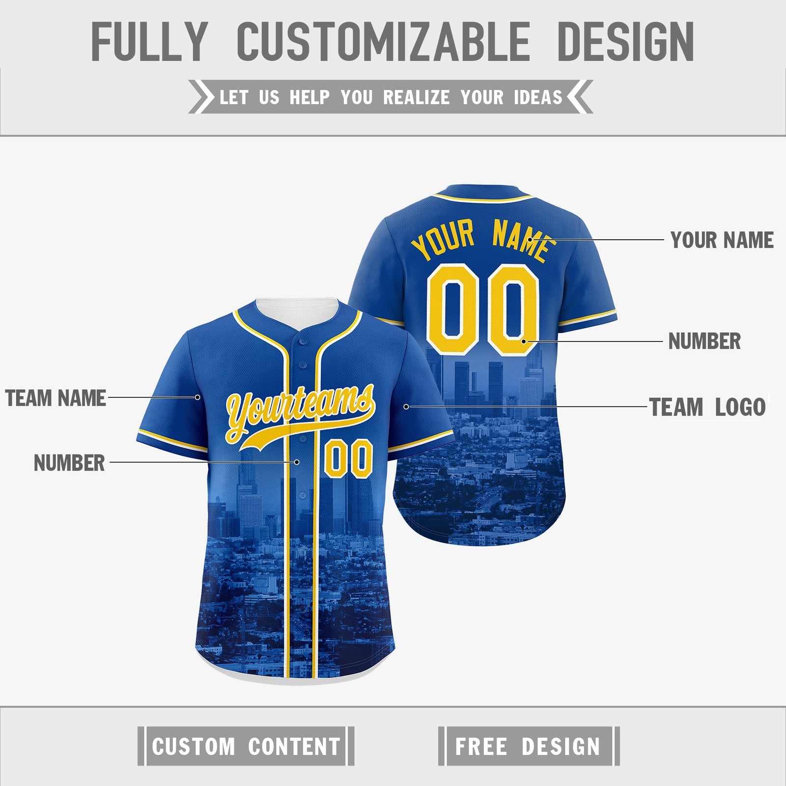 Custom Royal Blue White Reversible City Edition Graffiti Pattern Stretch Fabric Baseball Jersey| KXKSHOP