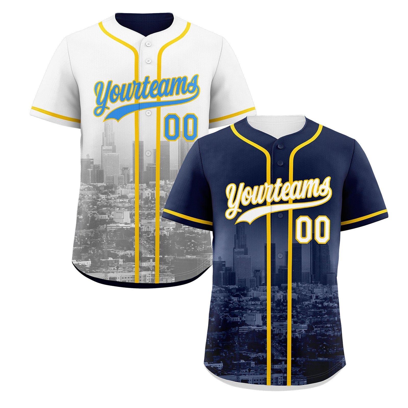 Custom Navy White Gold Reversible City Edition Graffiti Pattern Wrinkle-Resistant Baseball Jersey| KXKSHOP
