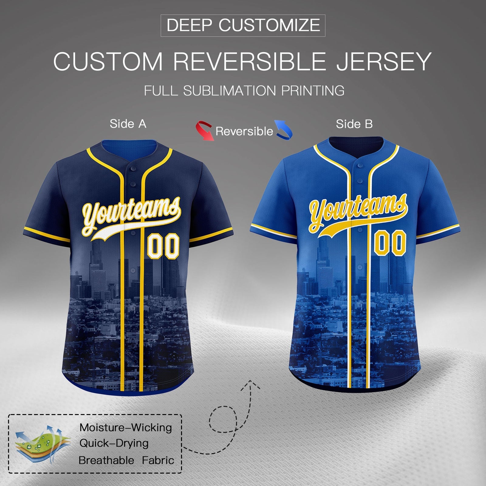 Custom Navy Gold Reversible City Edition Graffiti Pattern Breathable Baseball Jersey| KXKSHOP