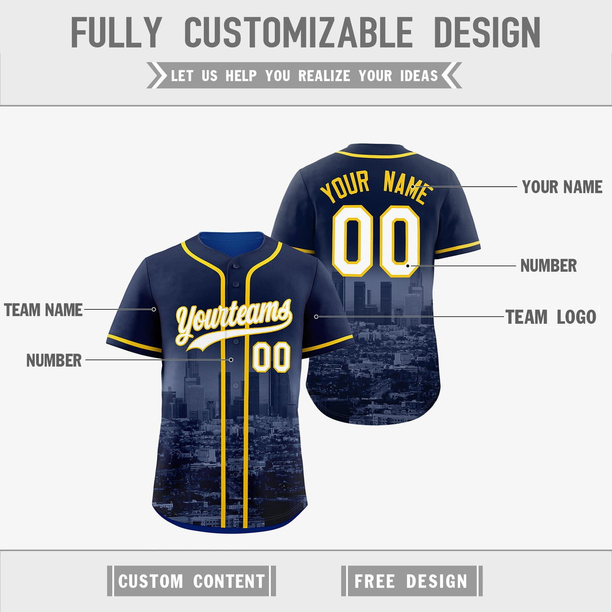 Custom Navy Gold Reversible City Edition Graffiti Pattern Breathable Baseball Jersey| KXKSHOP