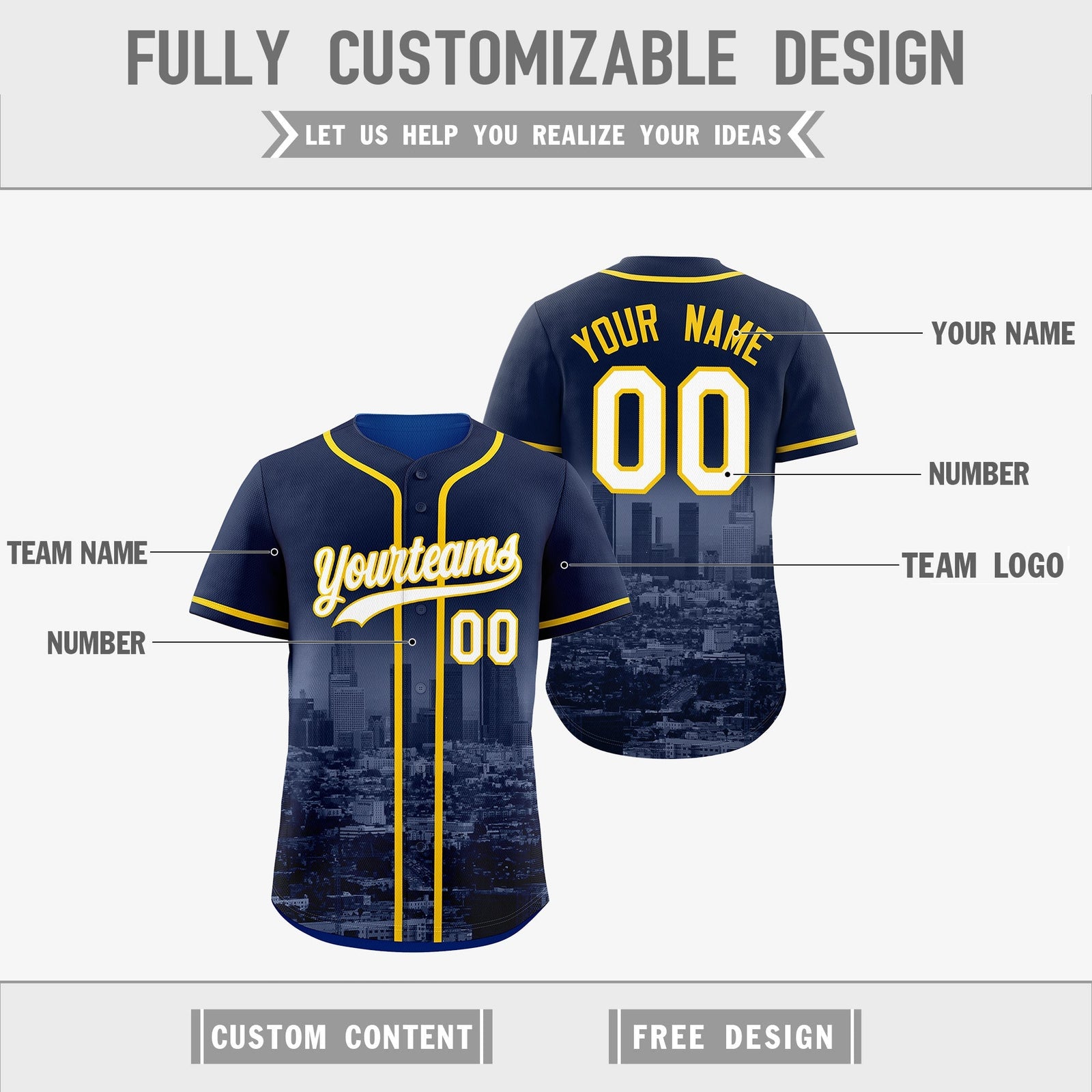 Custom Navy Gold Reversible City Edition Graffiti Pattern Breathable Baseball Jersey| KXKSHOP
