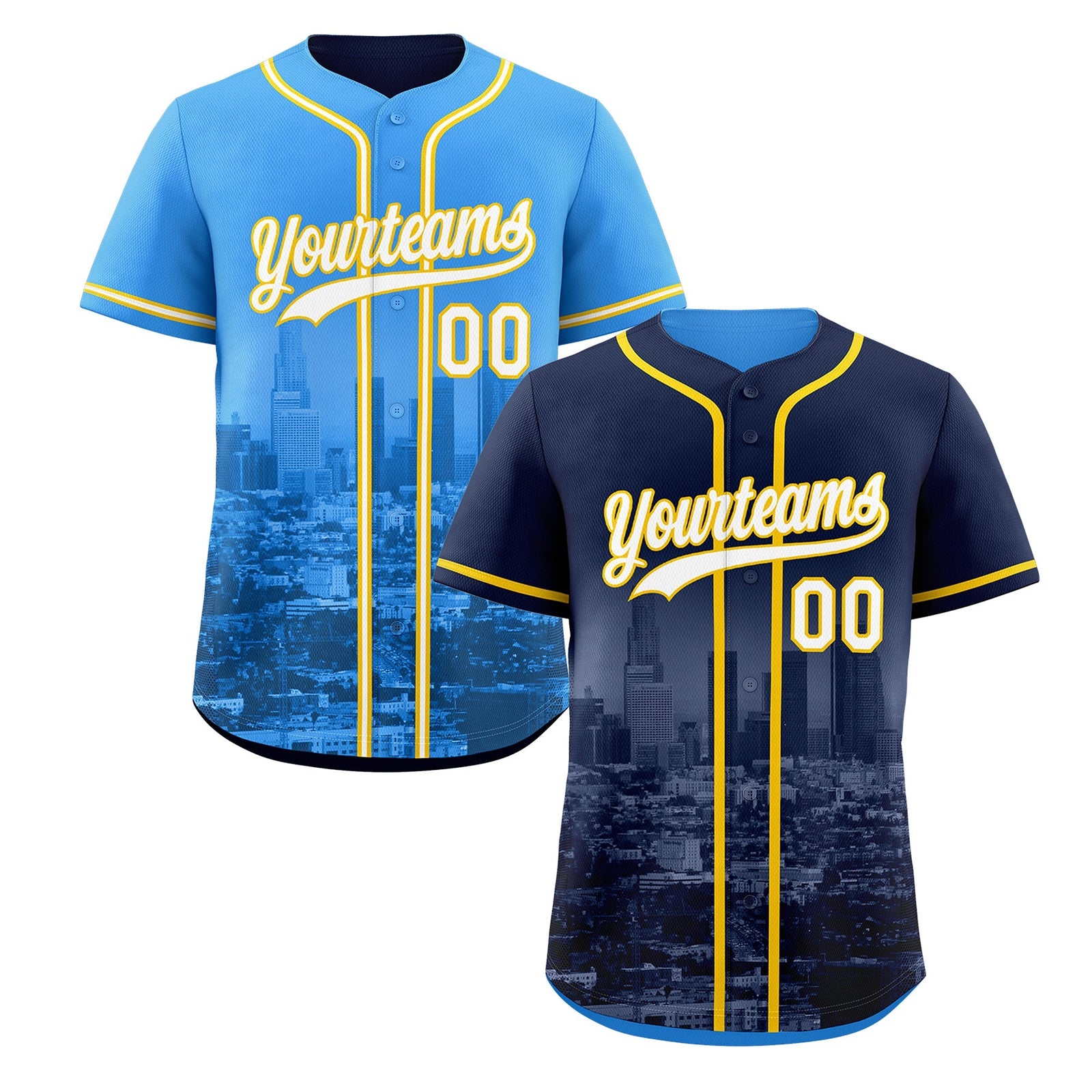 Custom Navy White Gold Reversible City Edition Graffiti Pattern Stretch Fabric Baseball Jersey| KXKSHOP