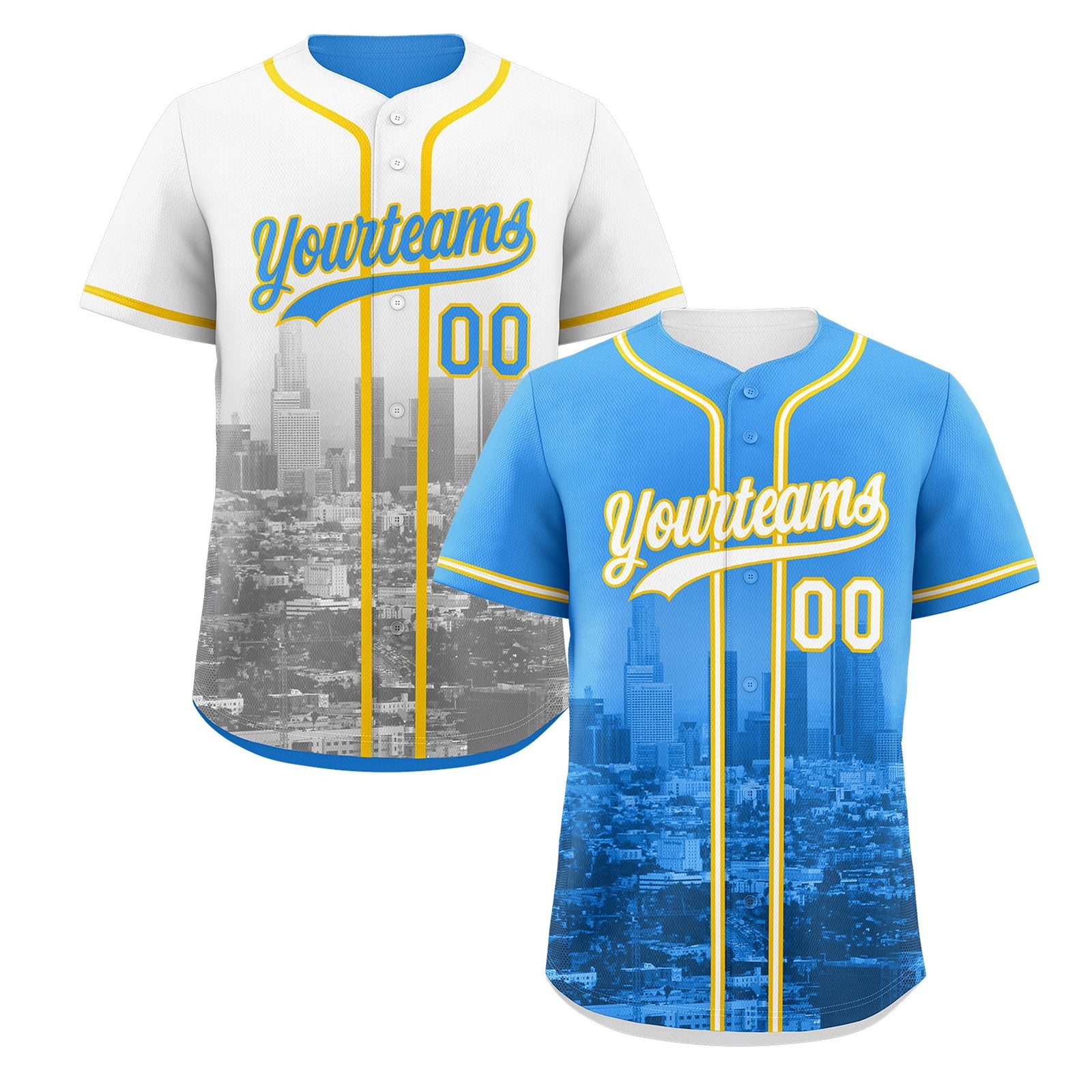 Custom Powder Blue White Reversible City Edition Graffiti Pattern Wrinkle-Resistant Baseball Jersey| KXKSHOP