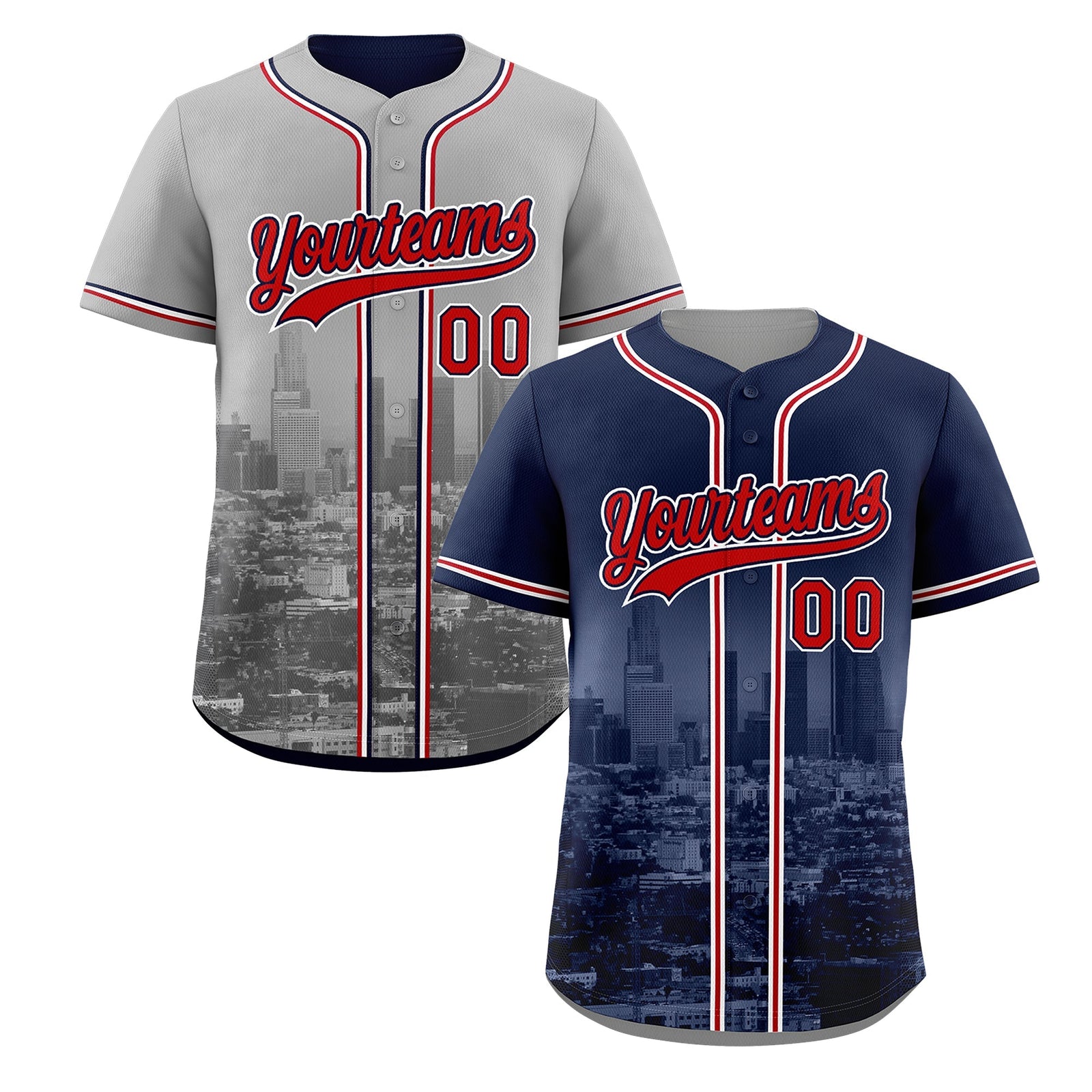 Custom Navy Red White Reversible City Edition Graffiti Pattern Wrinkle-Resistant Baseball Jersey| KXKSHOP