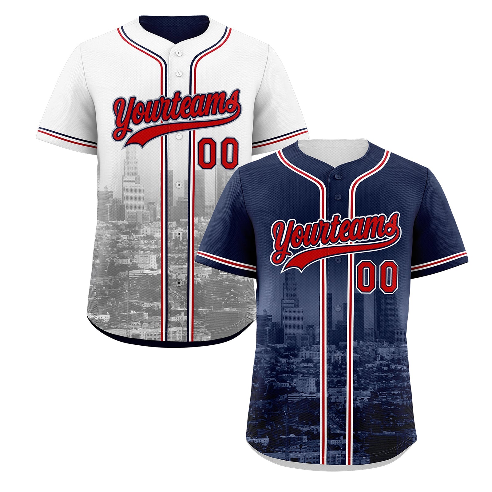 Custom Navy Red White Reversible City Edition Graffiti Pattern Breathable Baseball Jersey| KXKSHOP