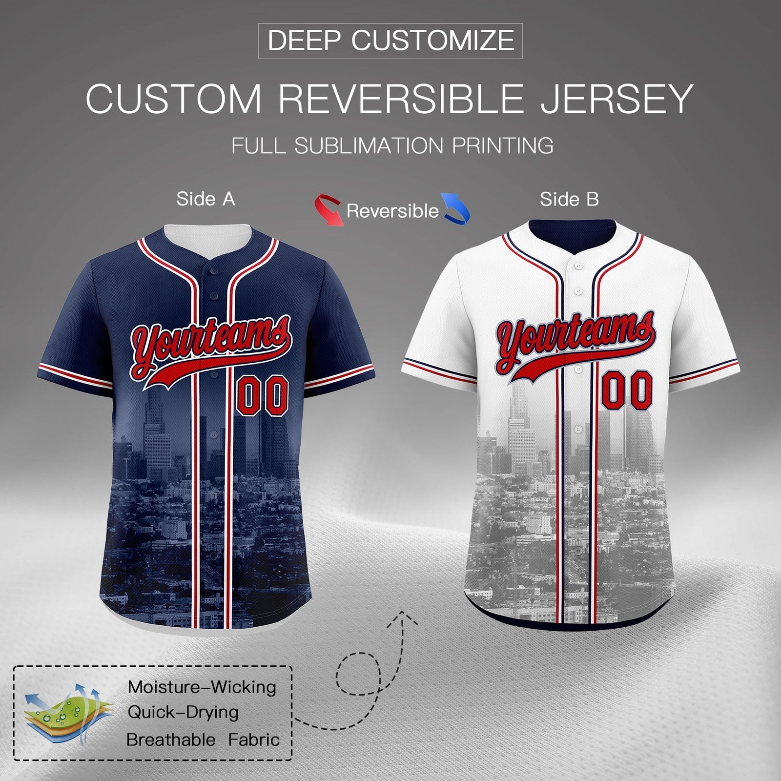 Custom Navy Red White Reversible City Edition Graffiti Pattern Breathable Baseball Jersey| KXKSHOP