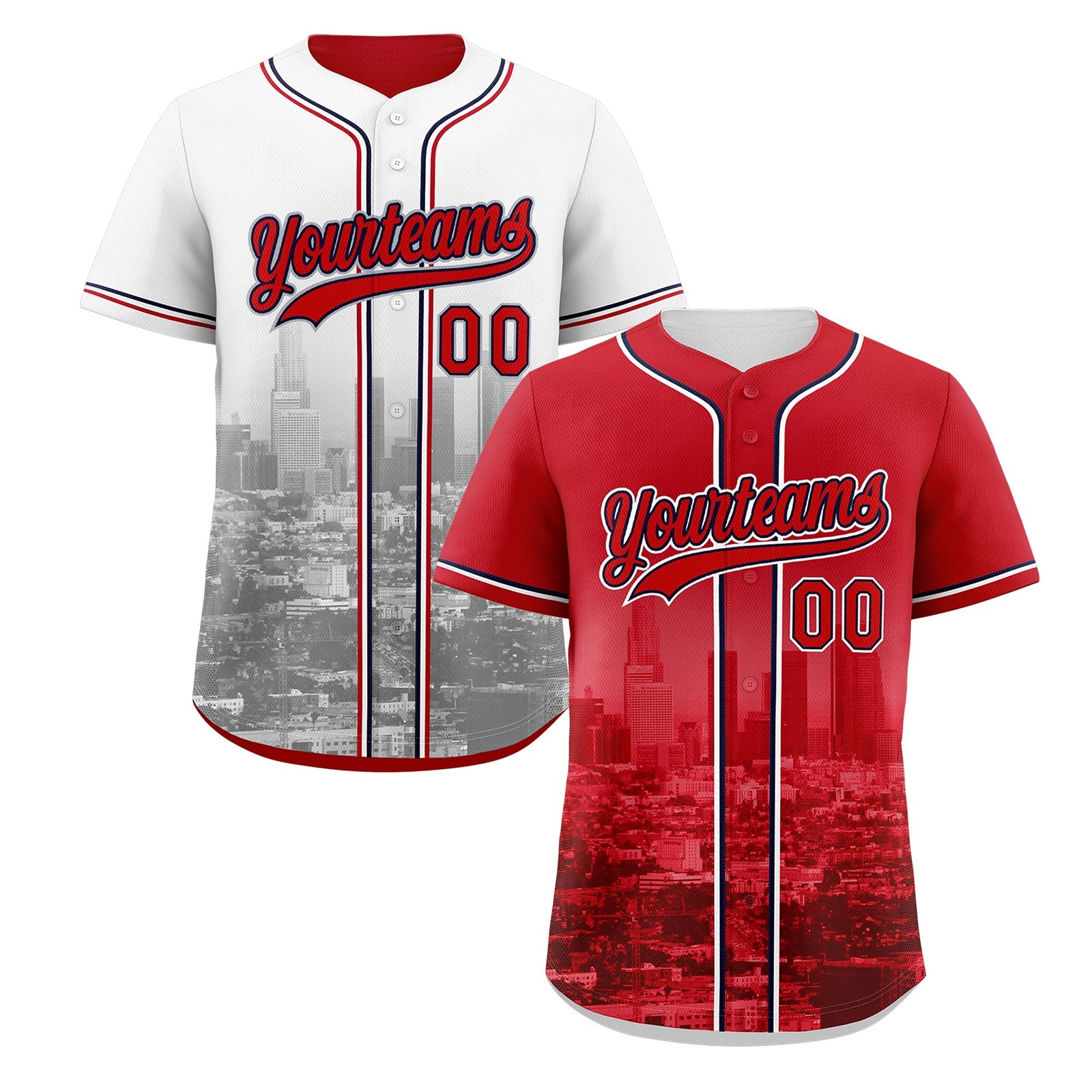 Custom Red White Reversible City Edition Graffiti Pattern Stretch Fabric Baseball Jersey| KXKSHOP