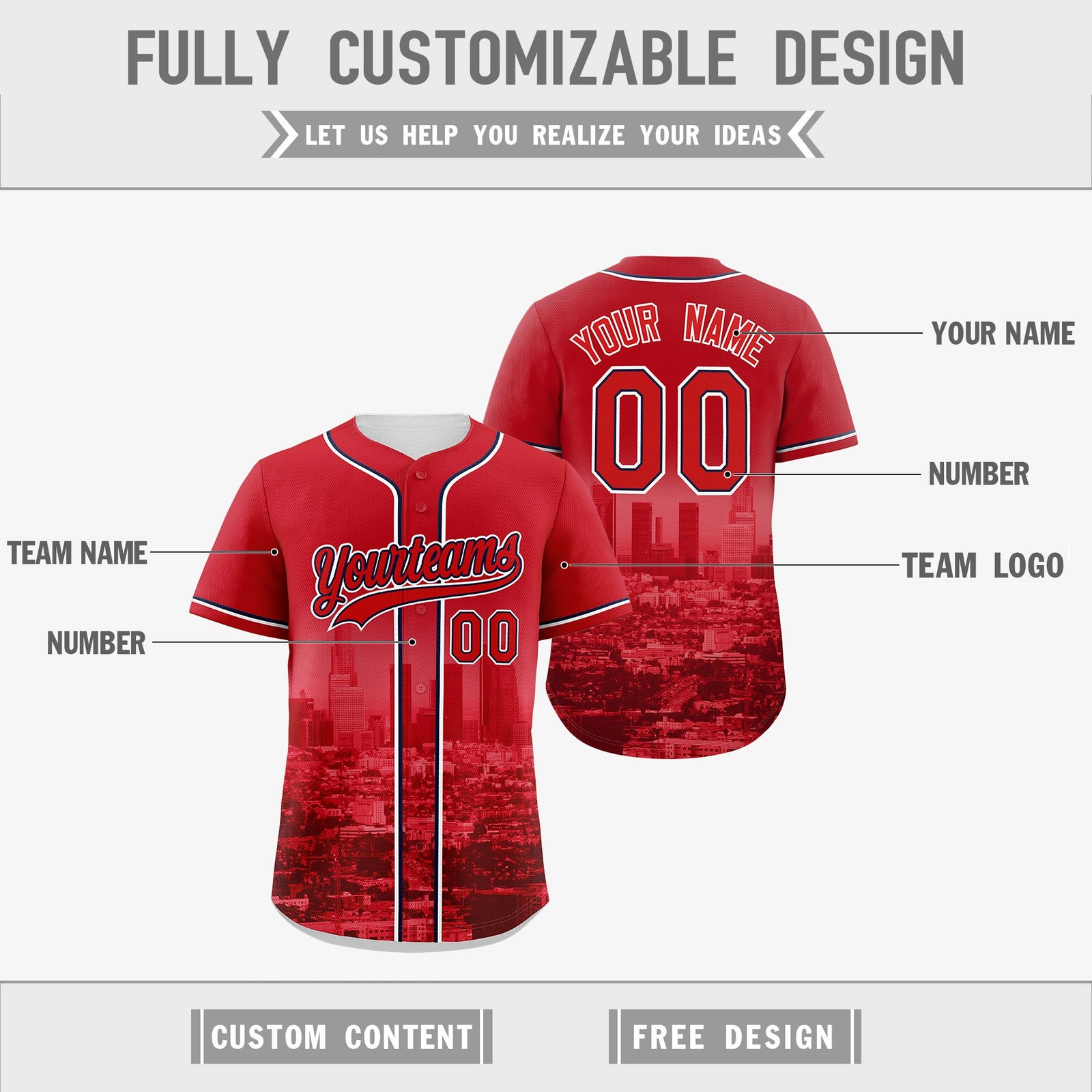 Custom Red White Reversible City Edition Graffiti Pattern Stretch Fabric Baseball Jersey| KXKSHOP