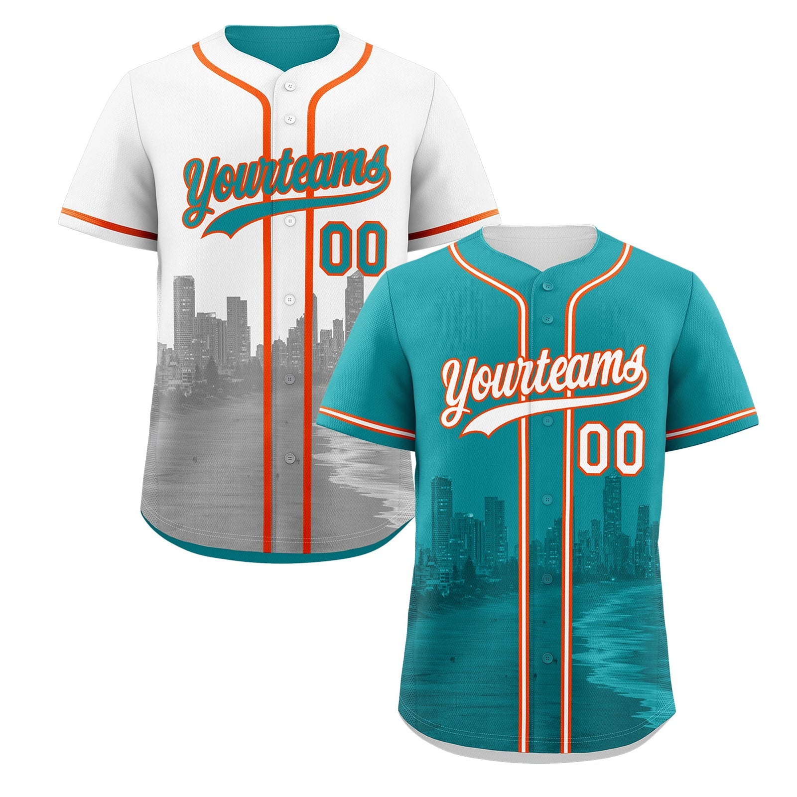 Custom Teal White Reversible City Edition Graffiti Pattern Wrinkle-Resistant Baseball Jersey| KXKSHOP