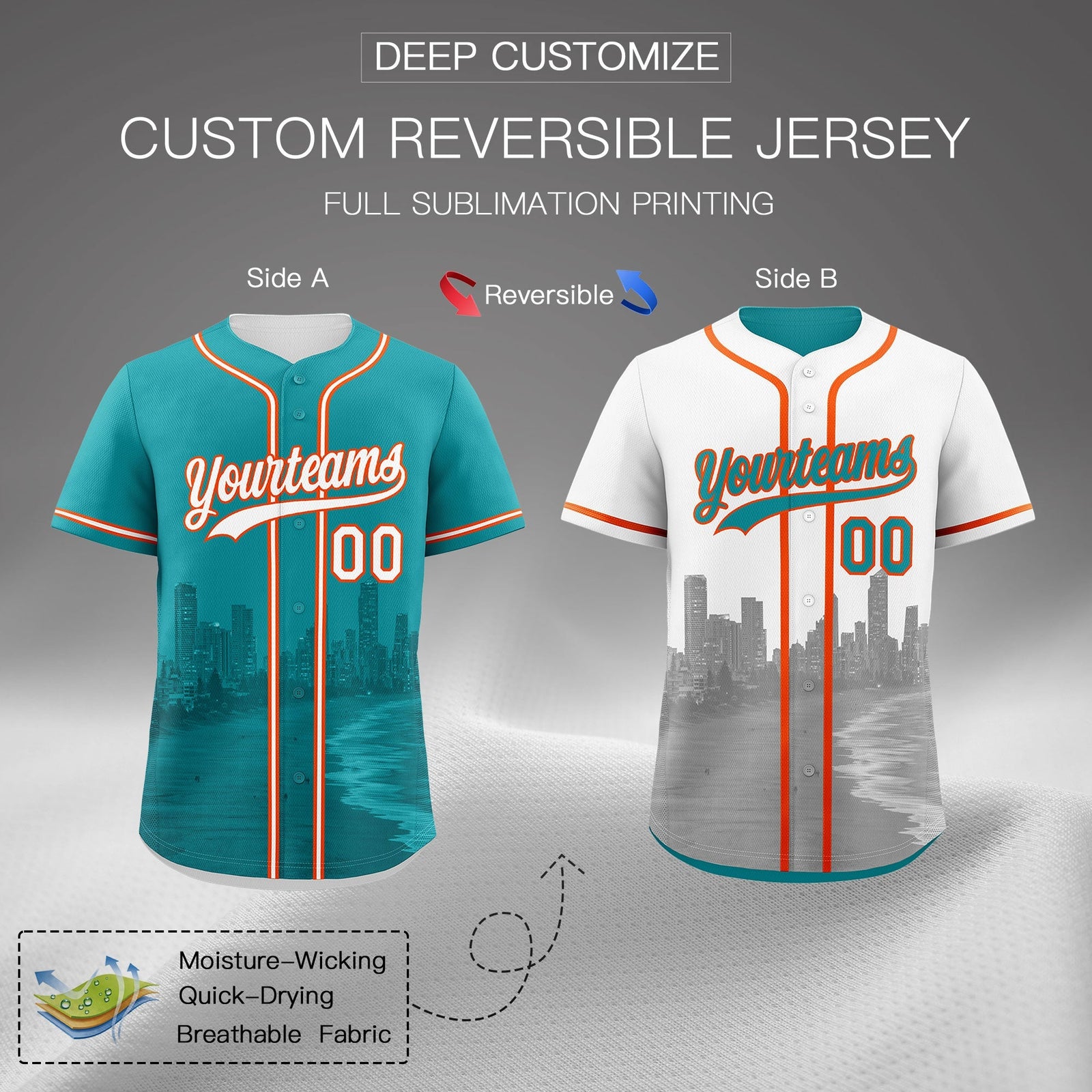 Custom Teal White Reversible City Edition Graffiti Pattern Wrinkle-Resistant Baseball Jersey| KXKSHOP