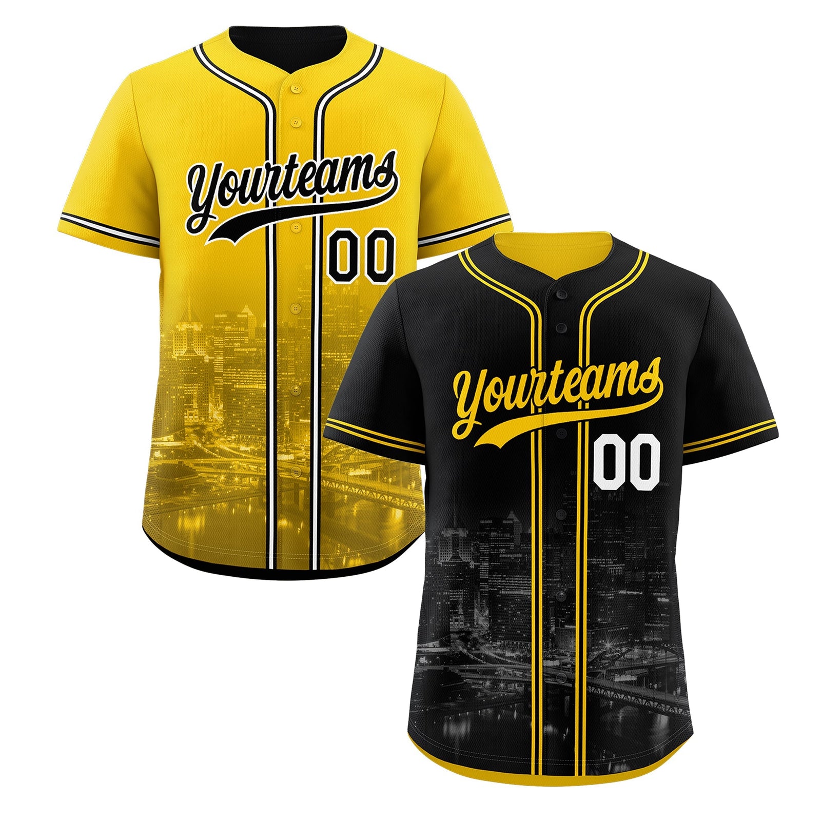 Custom Black Yellow Reversible City Edition Graffiti Pattern Breathable Baseball Jersey| KXKSHOP