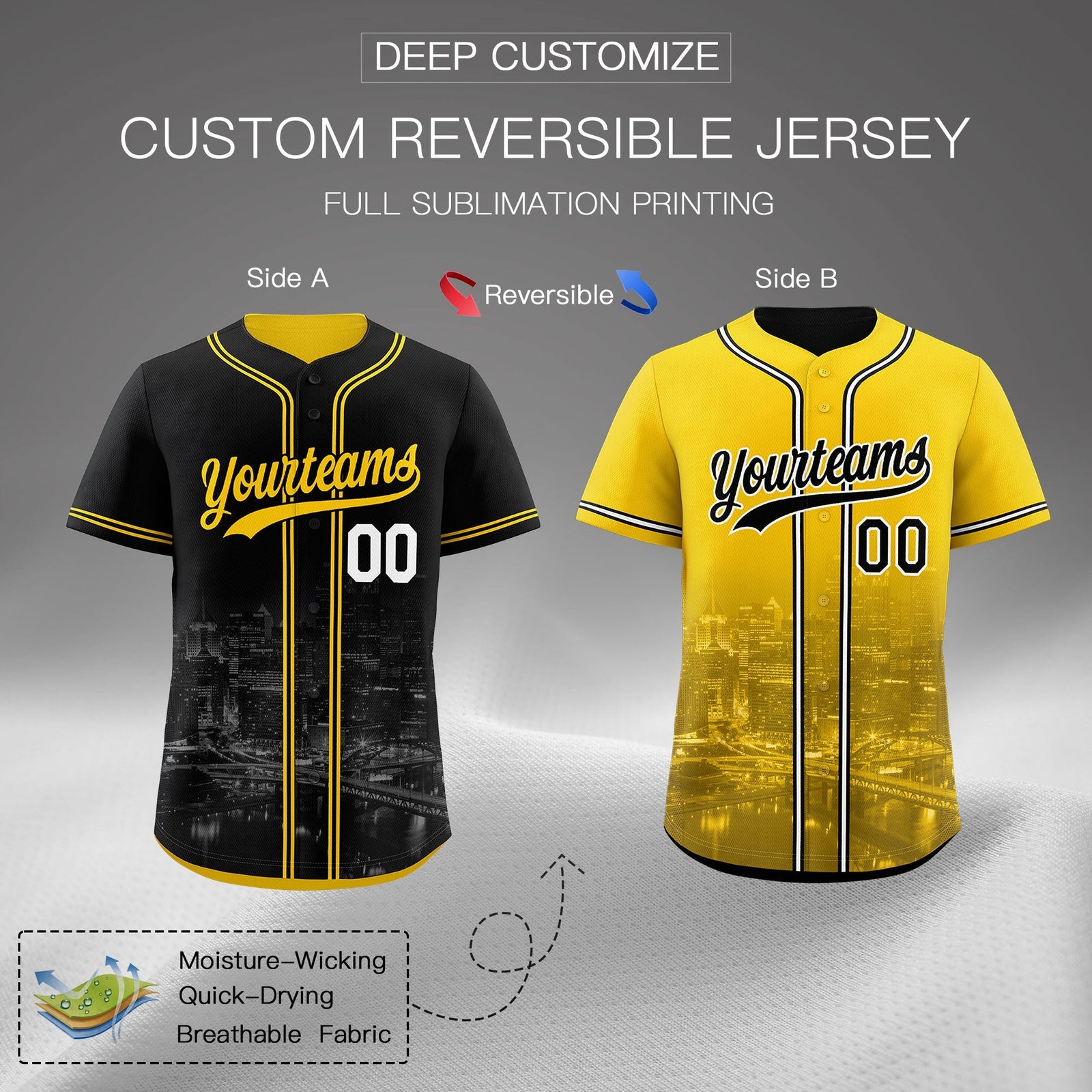 Custom Black Yellow Reversible City Edition Graffiti Pattern Breathable Baseball Jersey| KXKSHOP